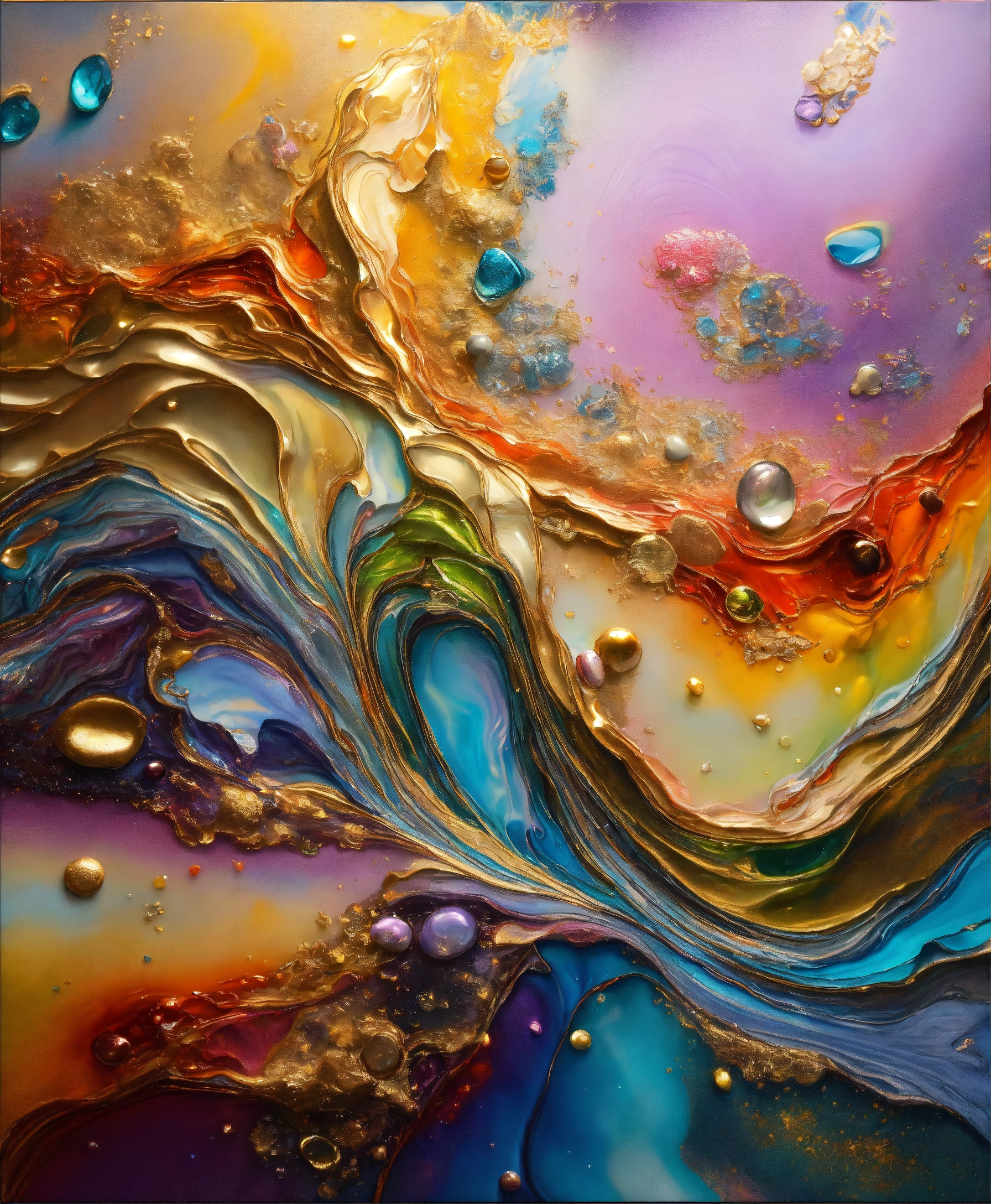 Lexica - Colorful abstract painting oil and water complex complicated ...