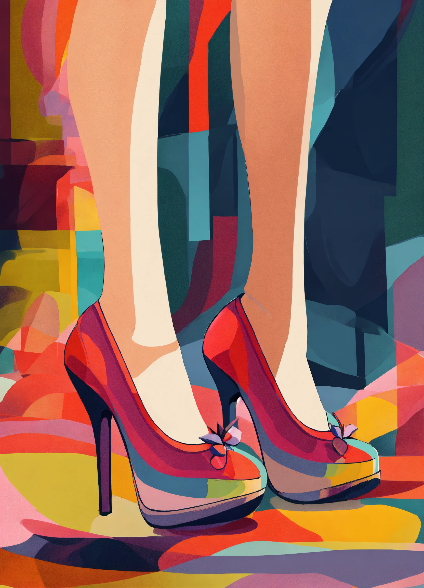 Lexica - Abstract illustration art of a beautiful woman's feet in heels