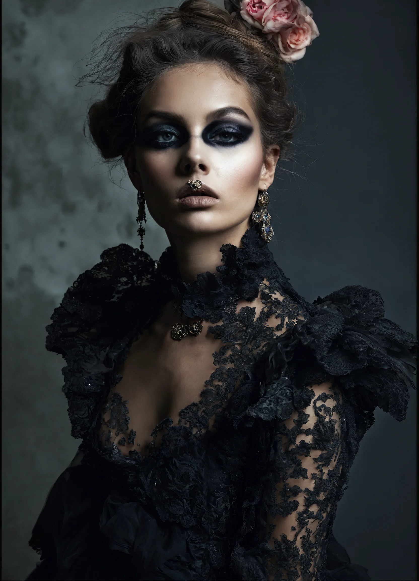 Lexica - Fashion shooting , portrait, barocque, fashion model, smokey eyes