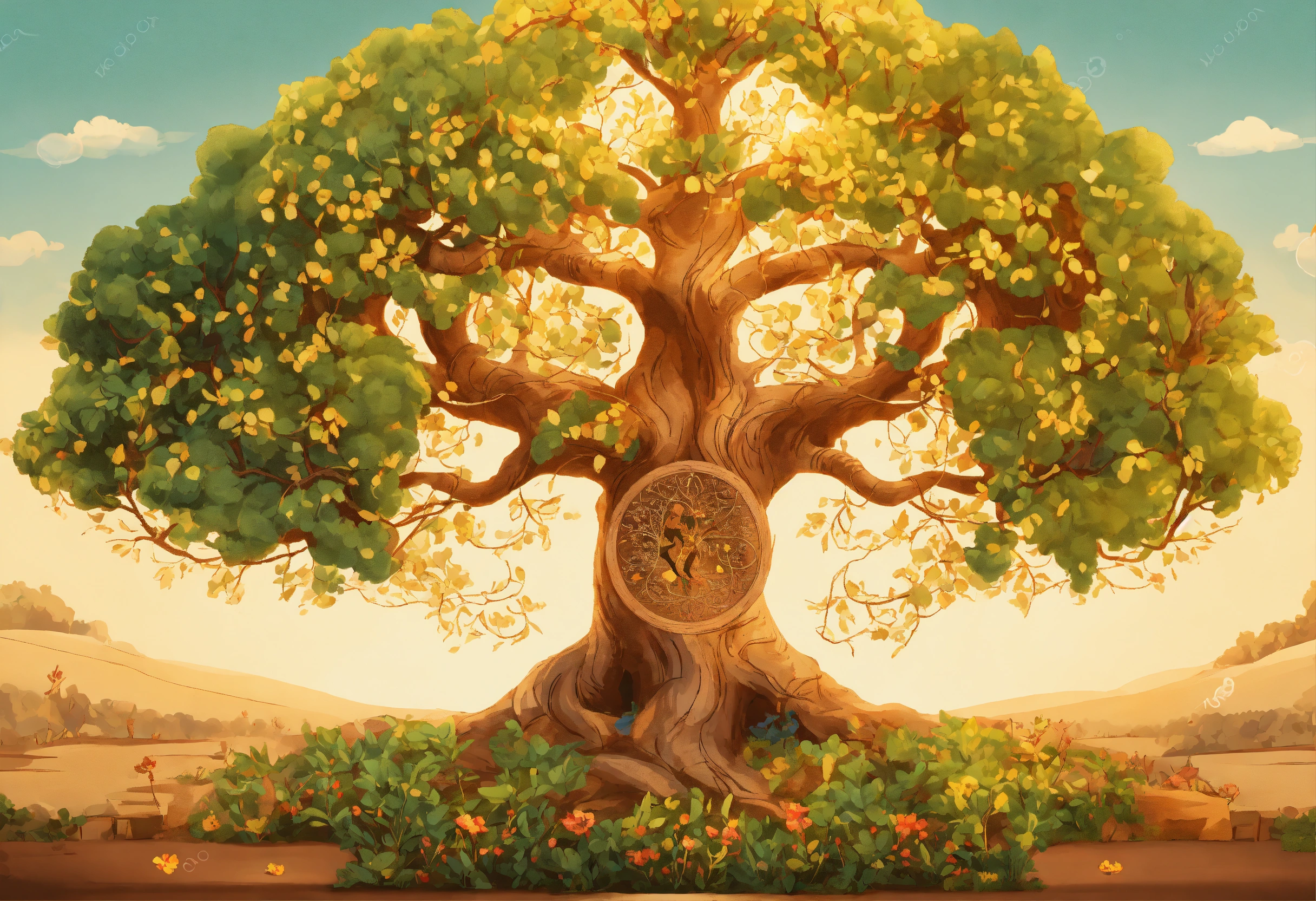 Lexica - Vector image, beautiful cartoon style tree of life on a white ...