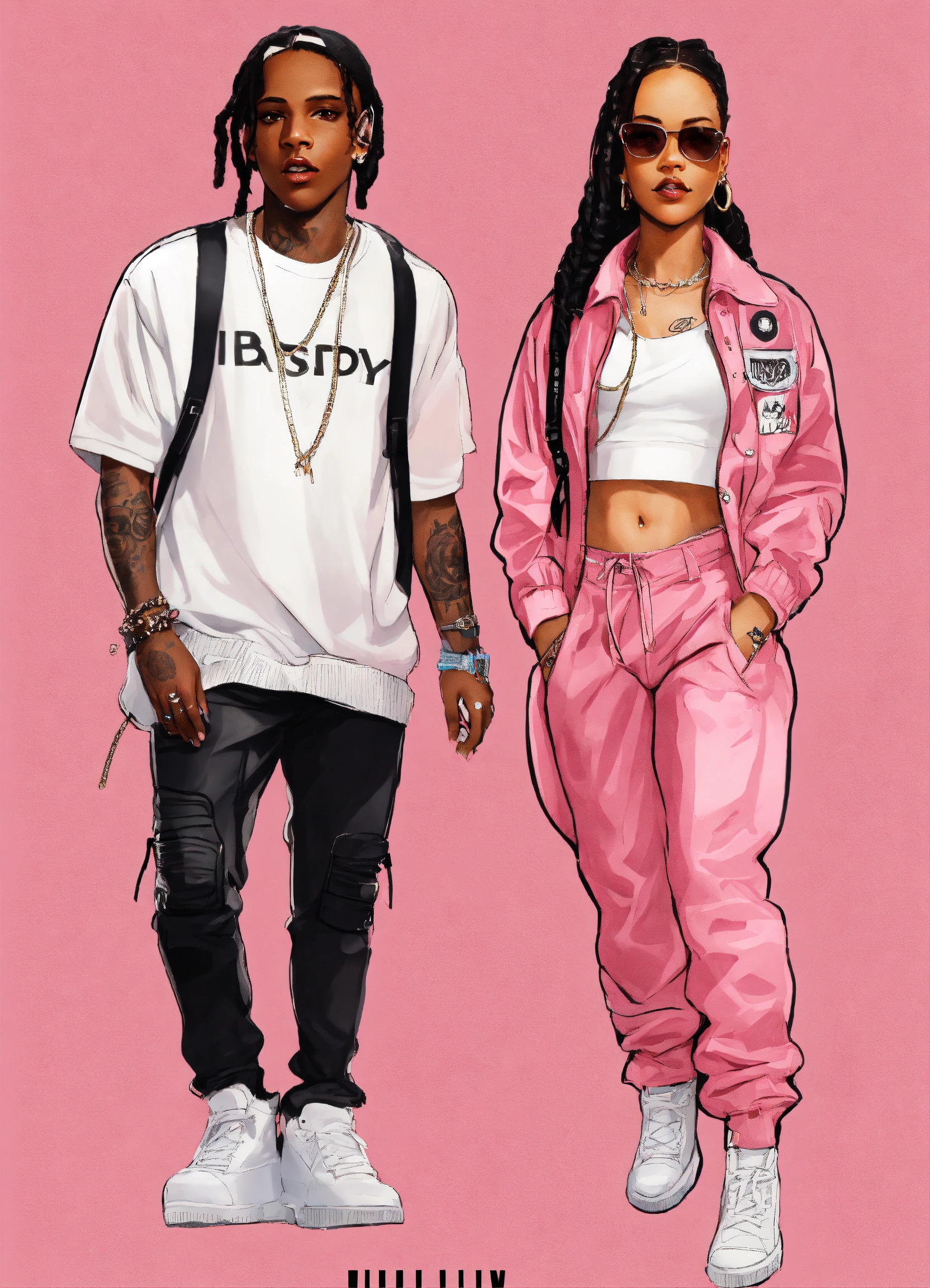 Lexica - FULL BODY OF ASAP ROCKY CARICATURE & RIHANNA CARICATURE ...