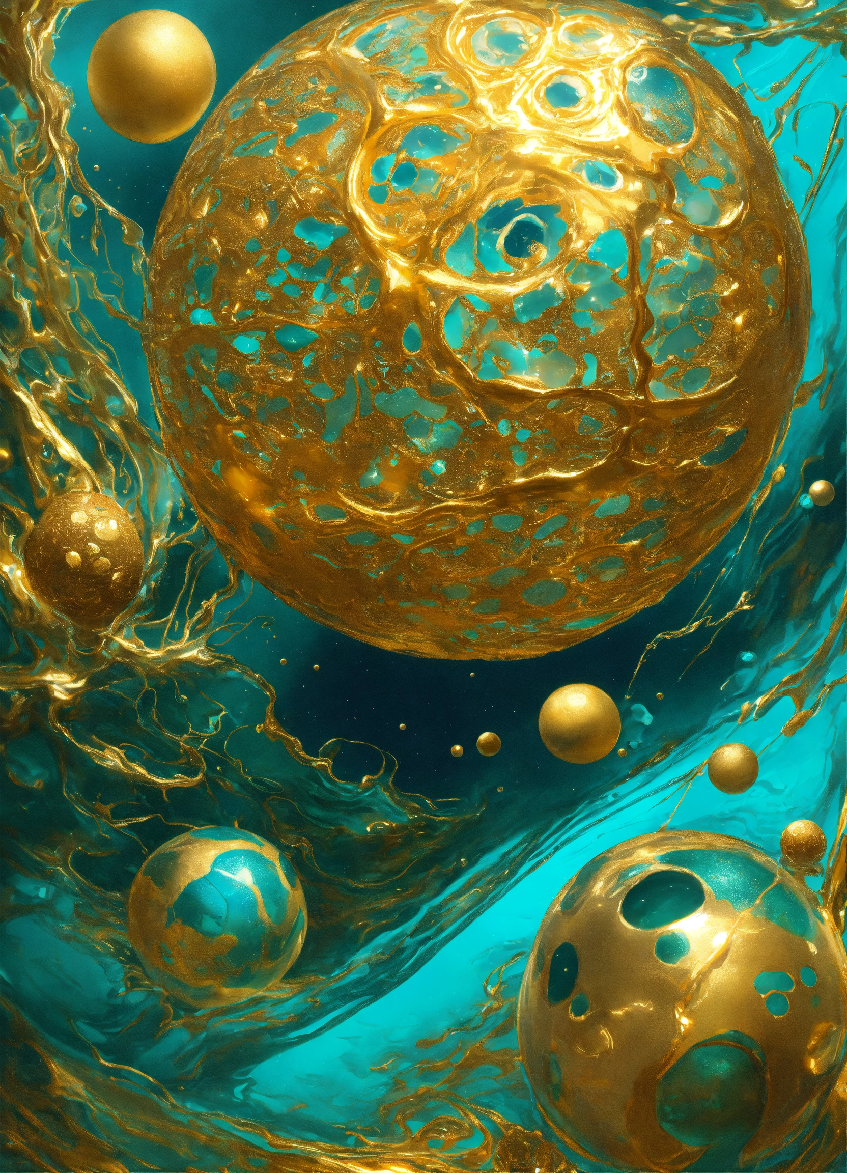 Lexica - Liquid, surreal, turquoise, metallic, gold, ocean, alien ...