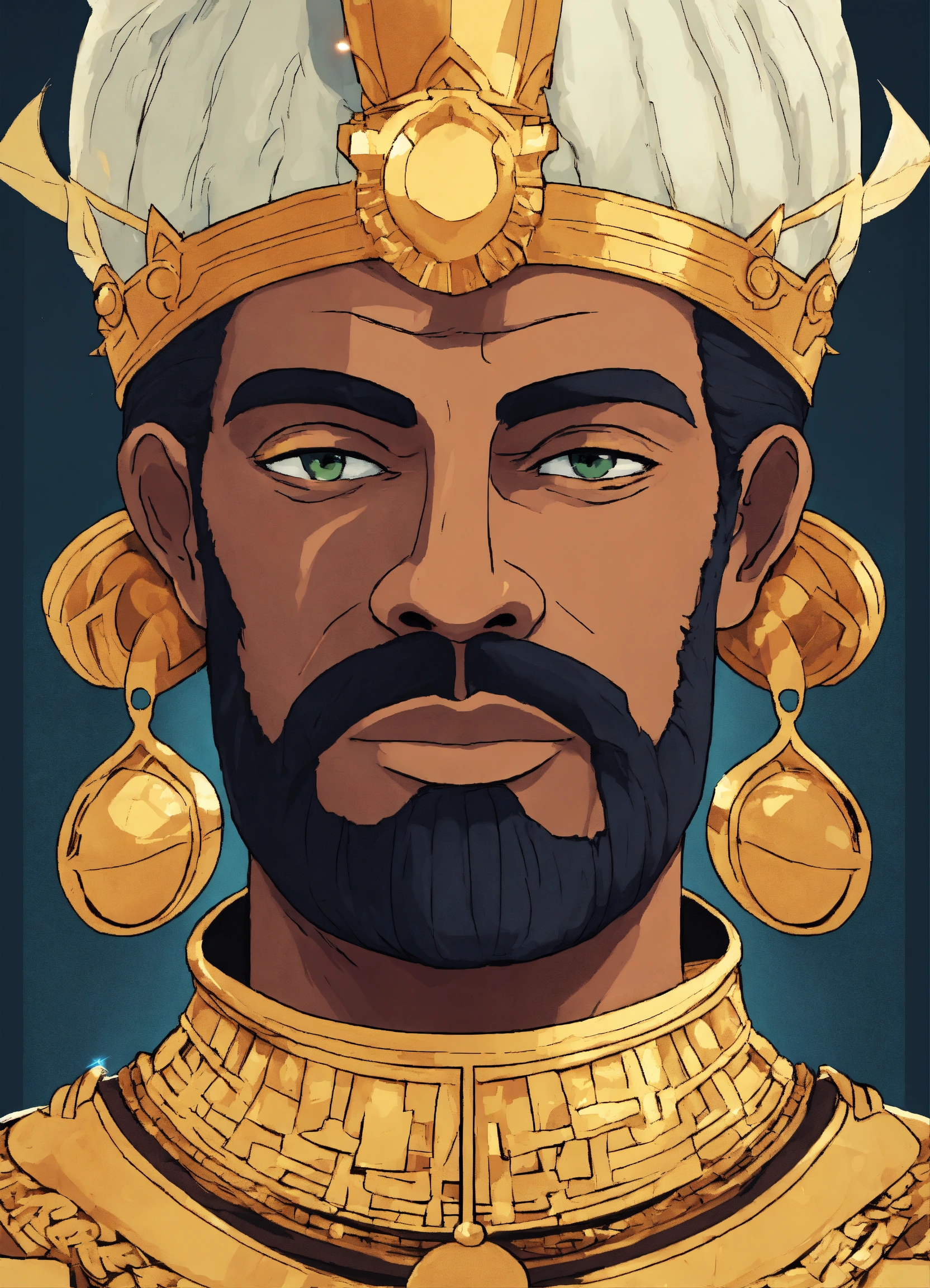 Lexica King Xerxes from the bible, 2d cartoon, face closeup