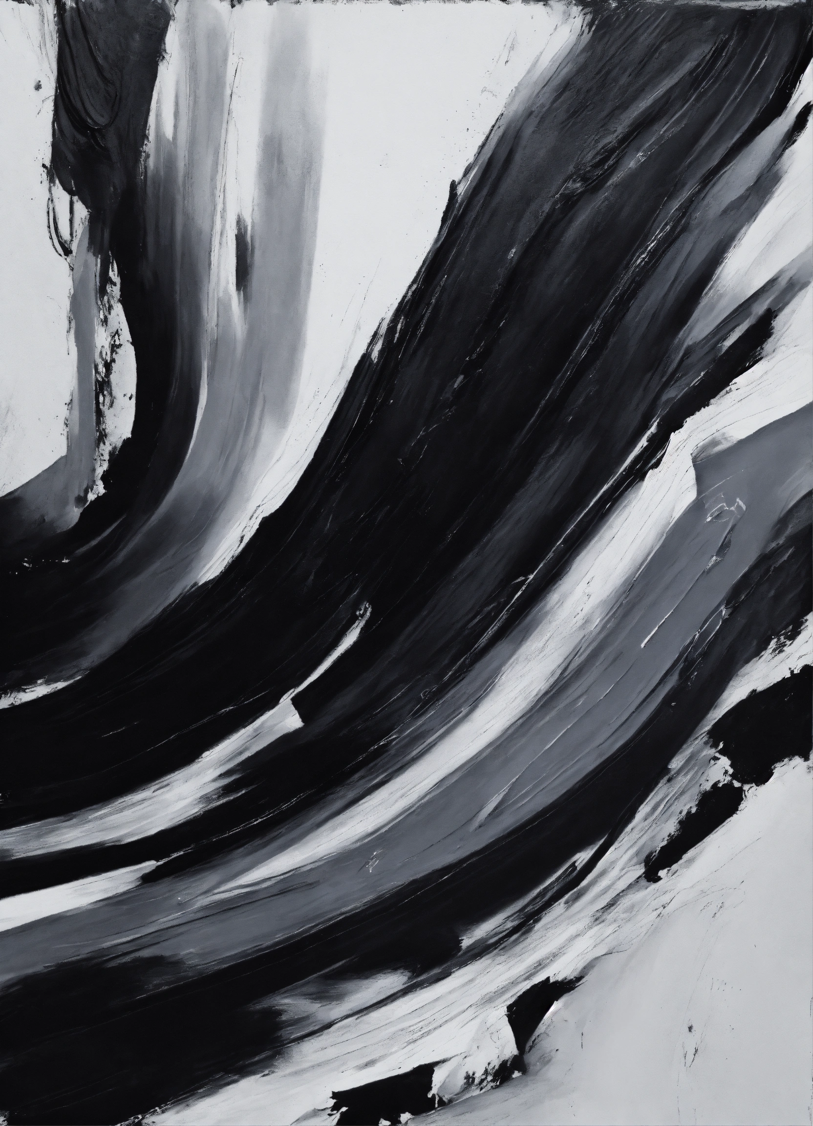Lexica - Black and white abstract art brush strokes painting joan mieo