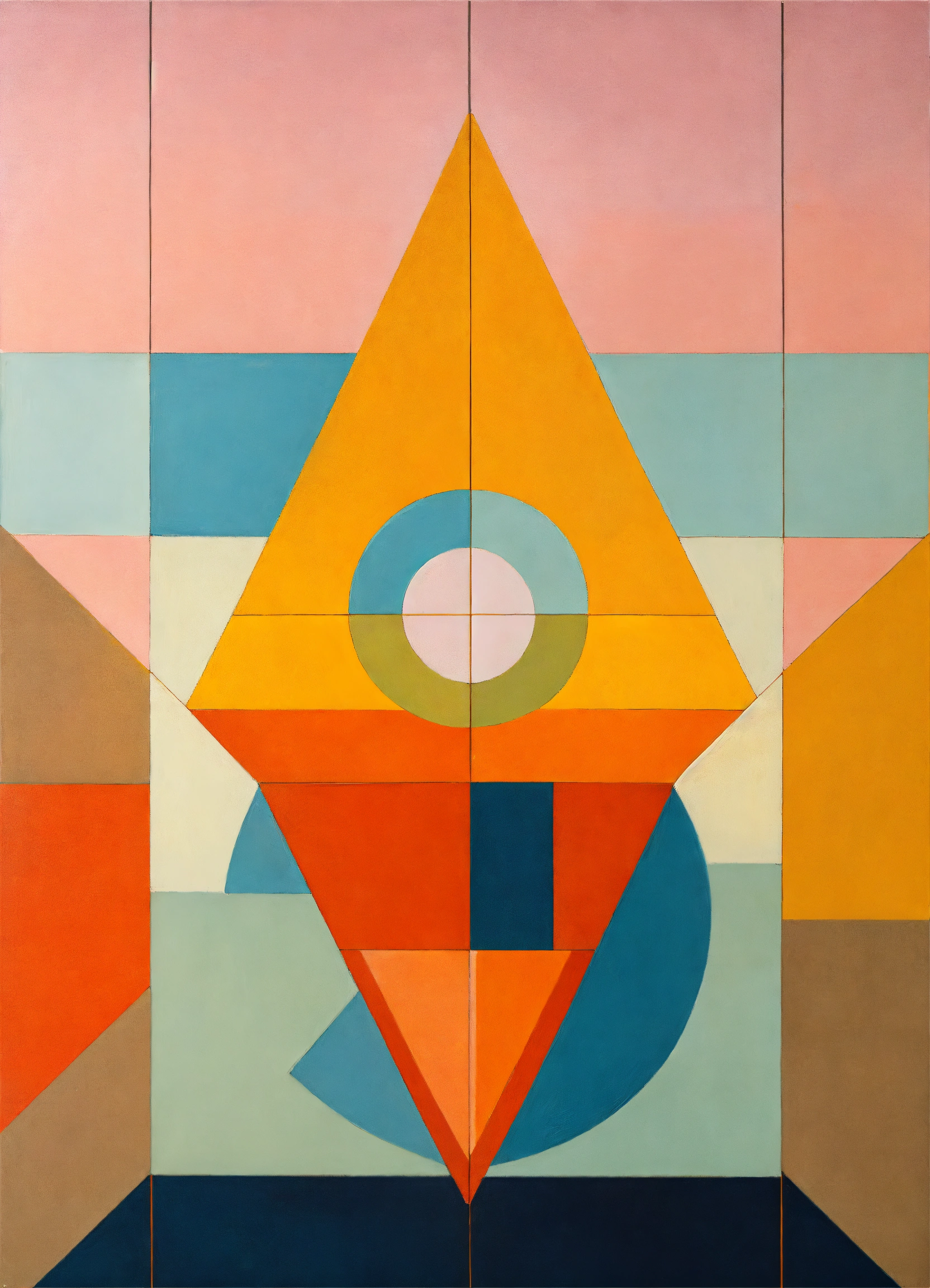 Lexica - Abstract and minimalist oil painting of with geometric figures ...