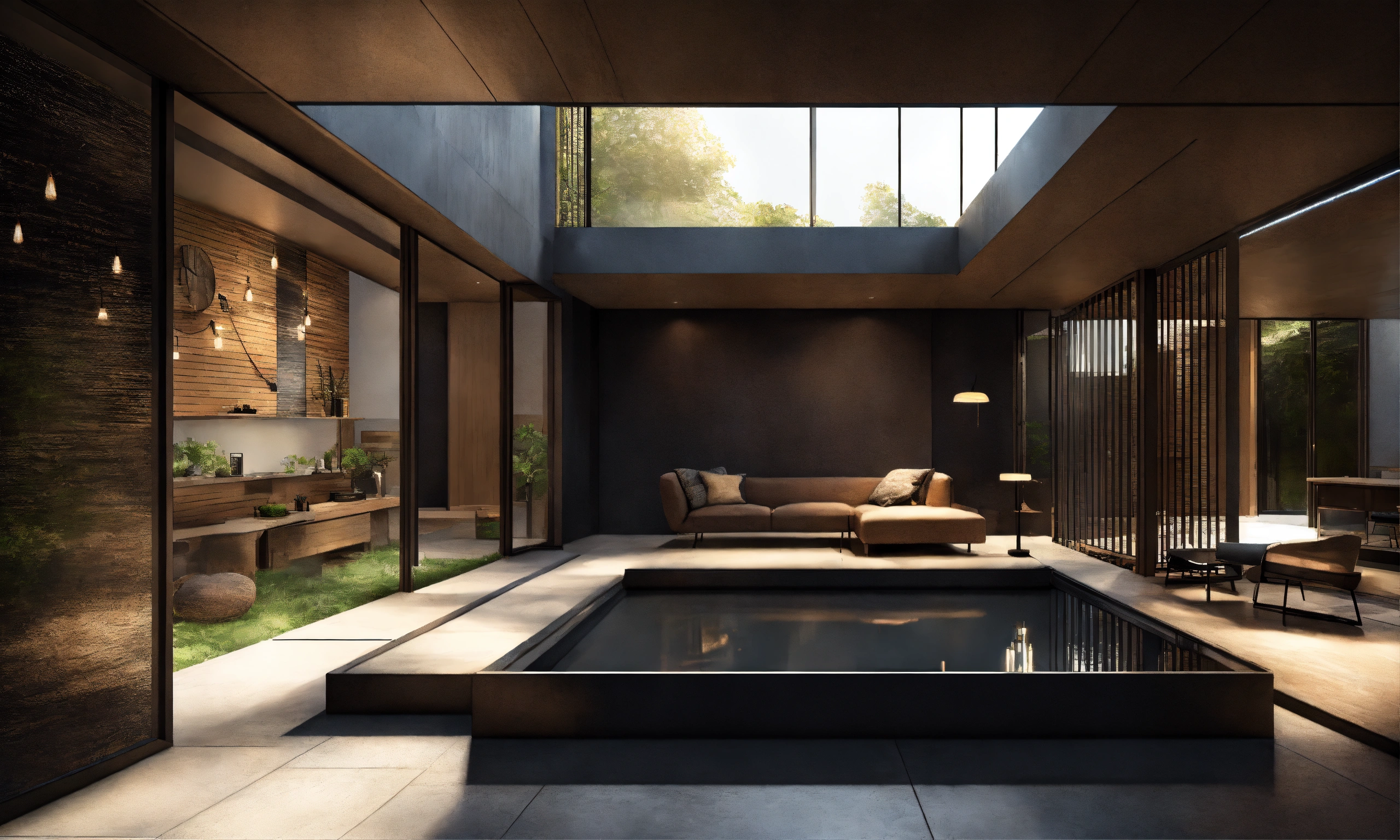 Lexica - Concept art of interior design minimalism, dark modern ...