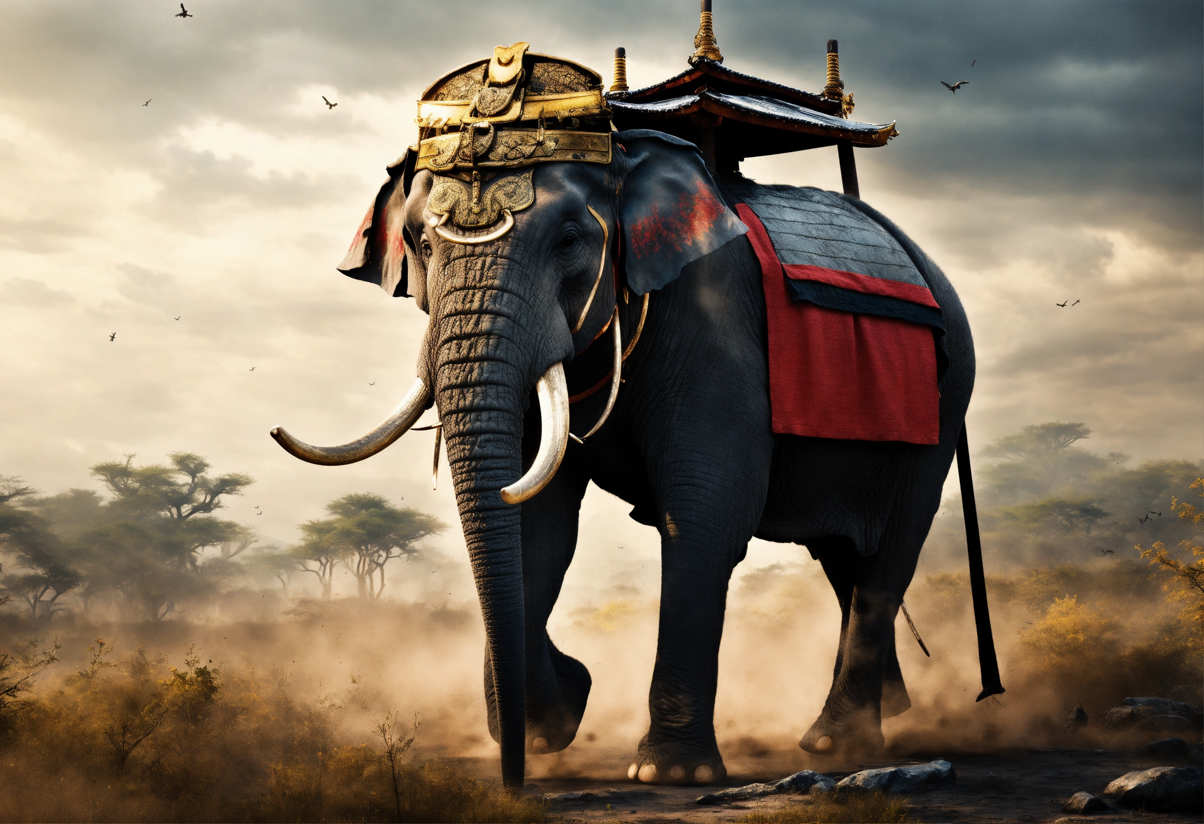 Lexica - Elephant samurai. Battlefield. Hyper realistic.