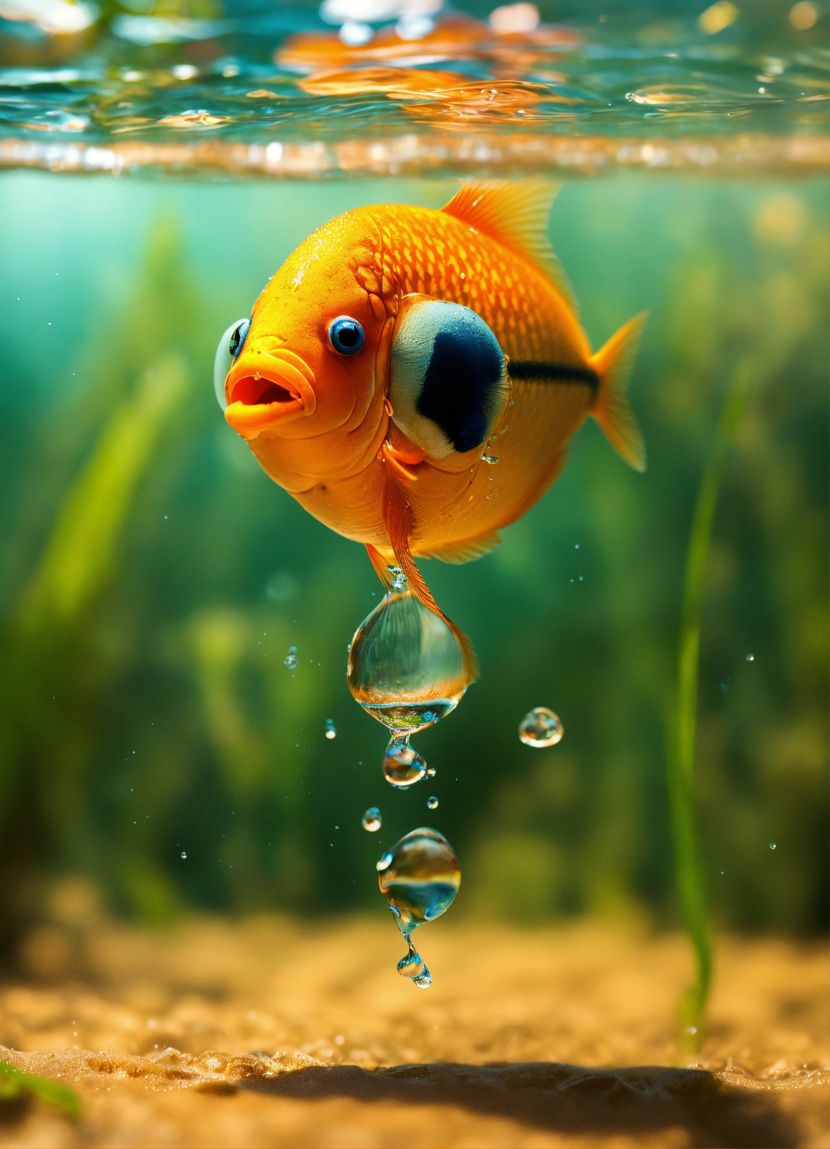 Lexica - The water drop falls below the water surface, it morphs into a ...