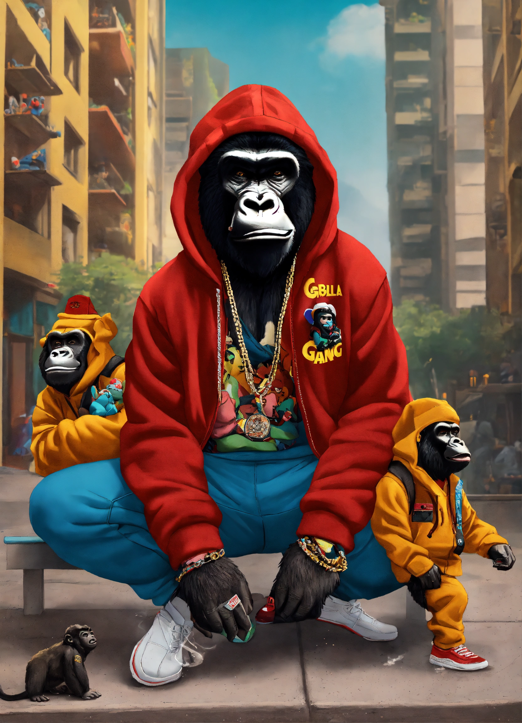 Lexica - Gangster gorillas smoking a cigars and wearing SnapBacks and