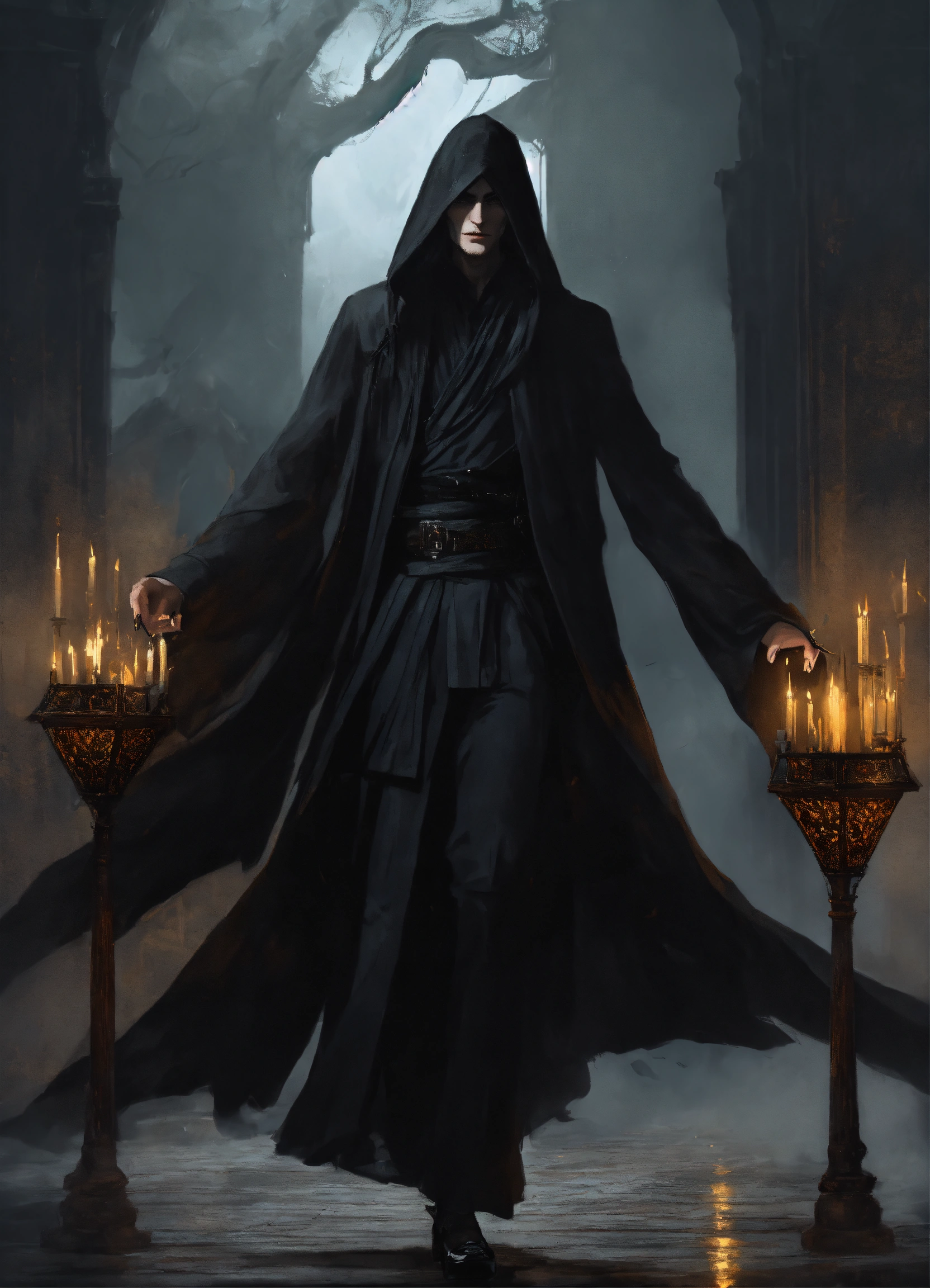 Lexica - A tall, thin man dressed in a long, simple black robe. He has ...