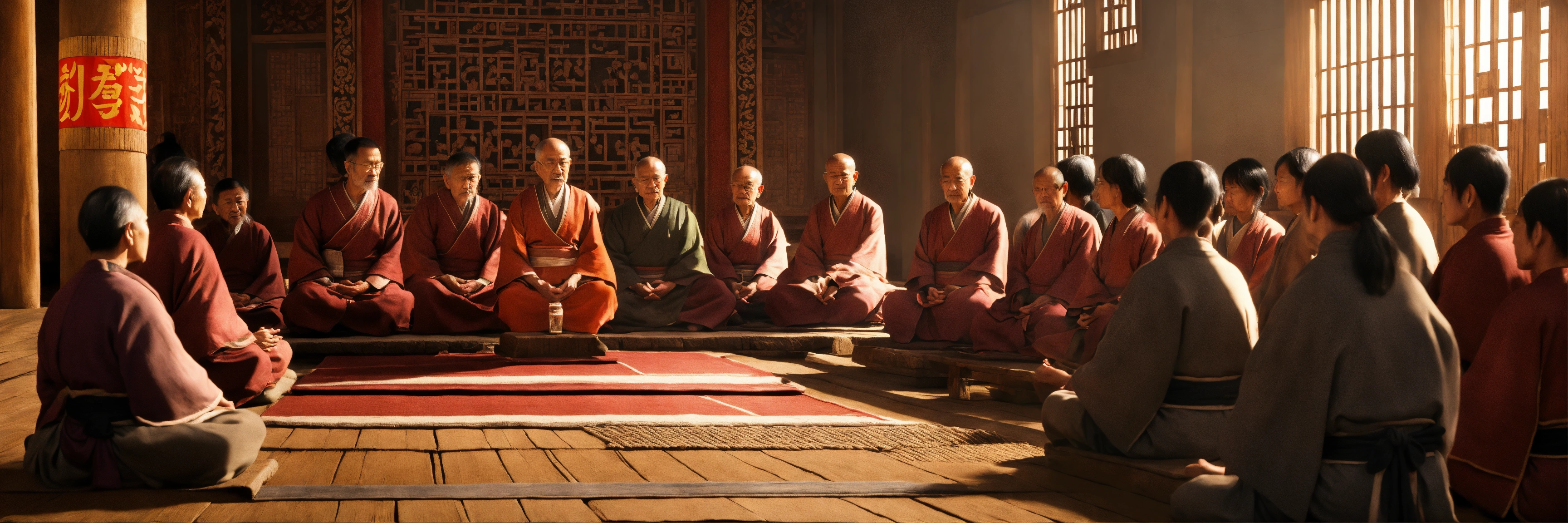 Lexica - Create an image of the Zen master preaching to a group of ...