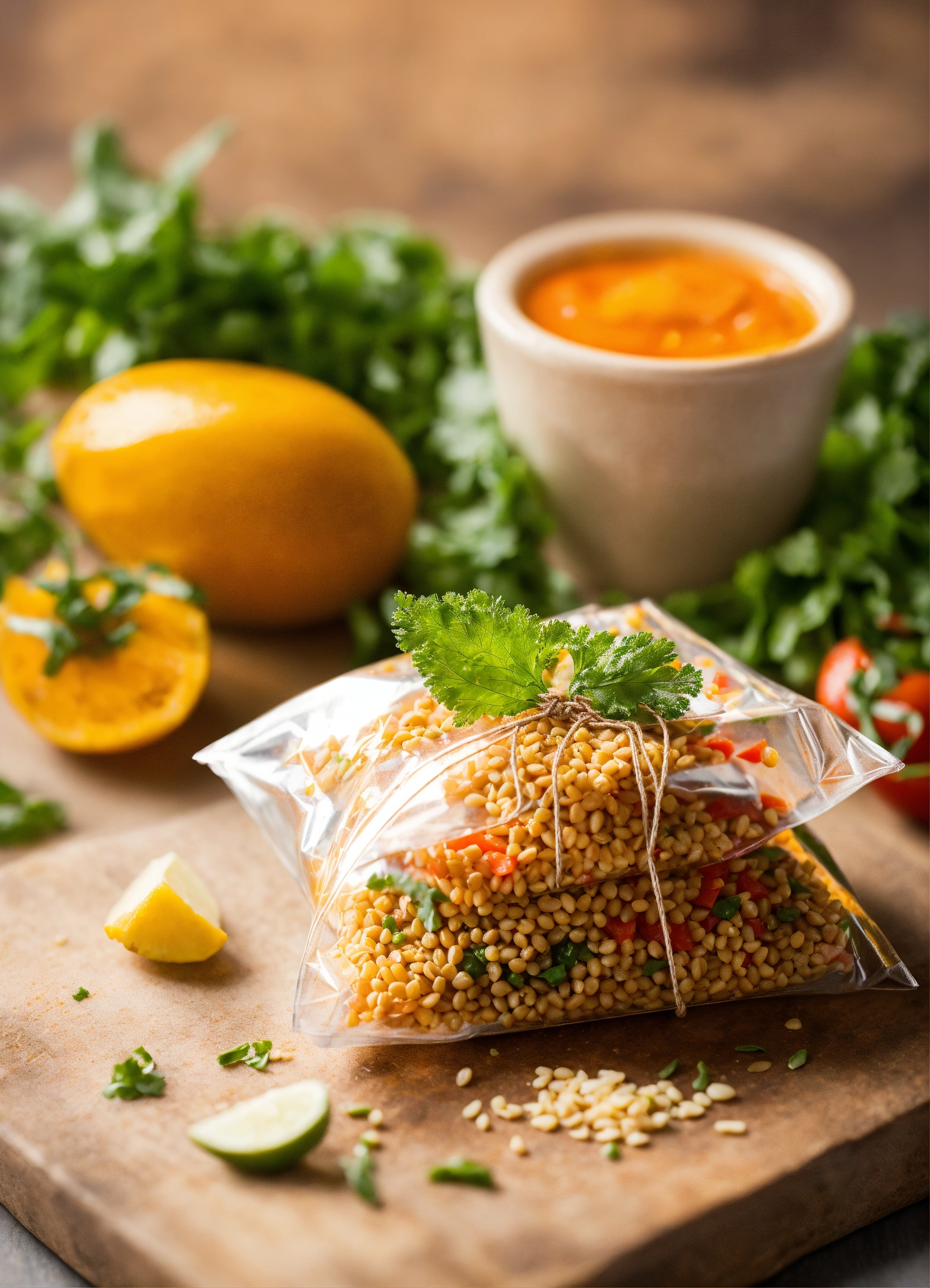 Lexica Product photography of a food sachet