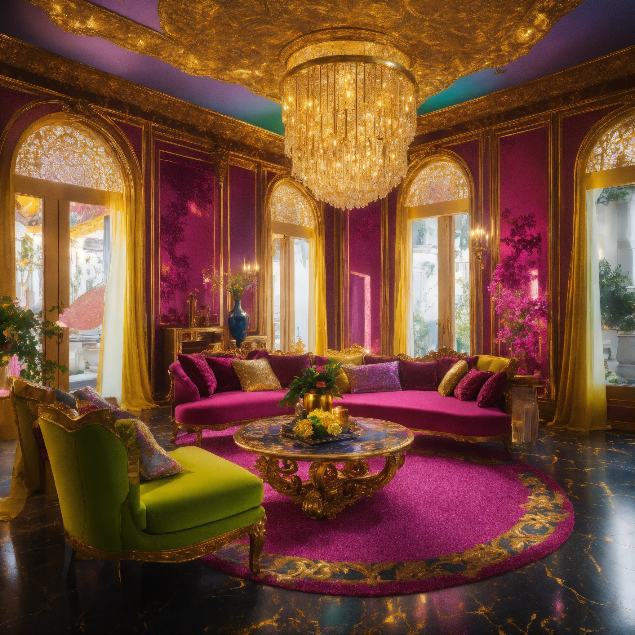 Lexica - Futuristic beautiful French mansion interior living room ...