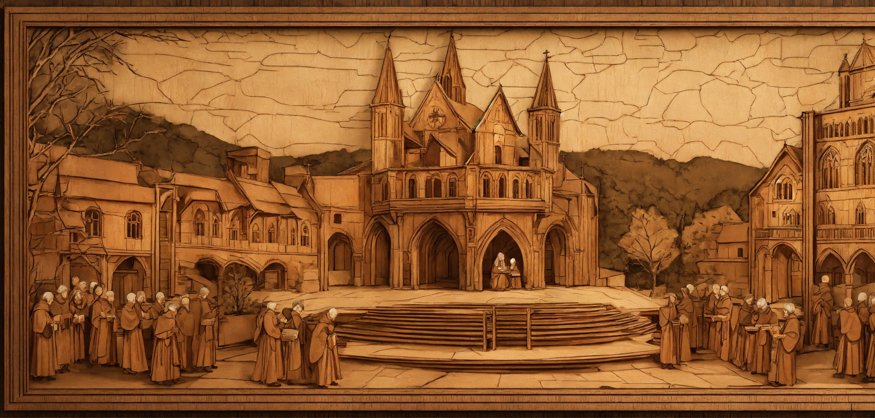 Lexica - Plywood kraft layered Advent wreath detailed of medieval ...