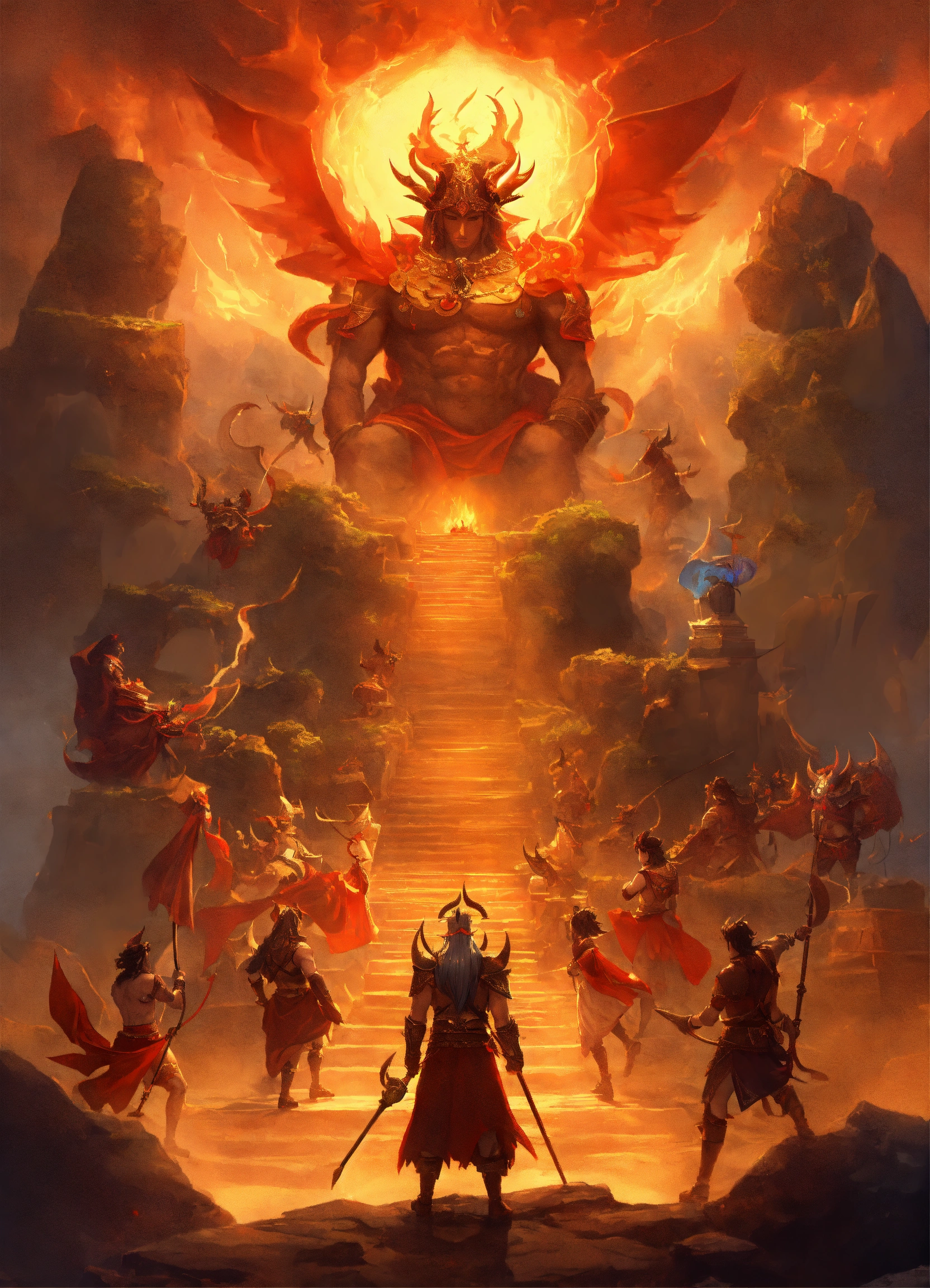 Lexica - Visualize a scene where the gods and demons stand together ...