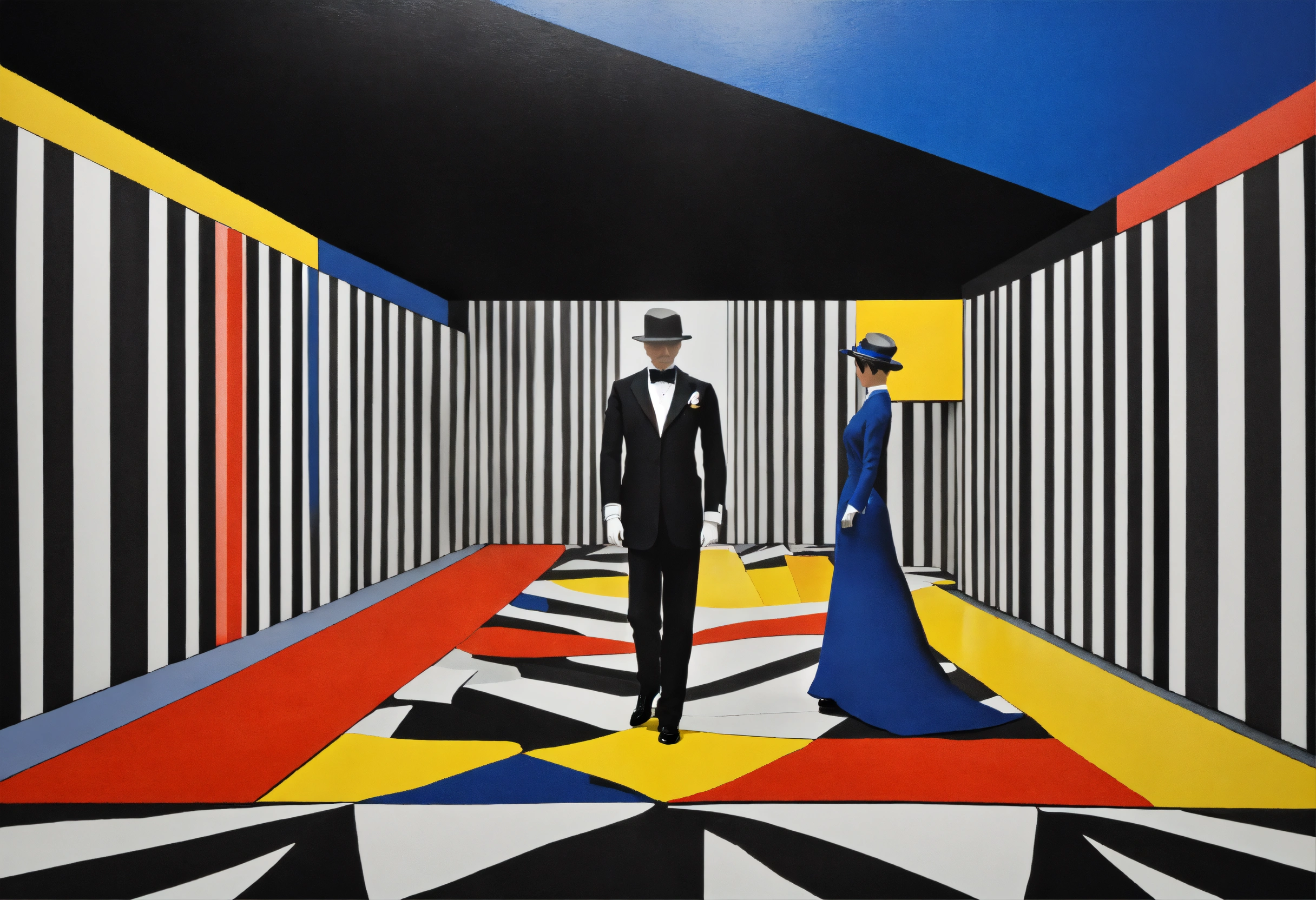 Lexica - Black and white, primary colors, 3d abstract landscape ...