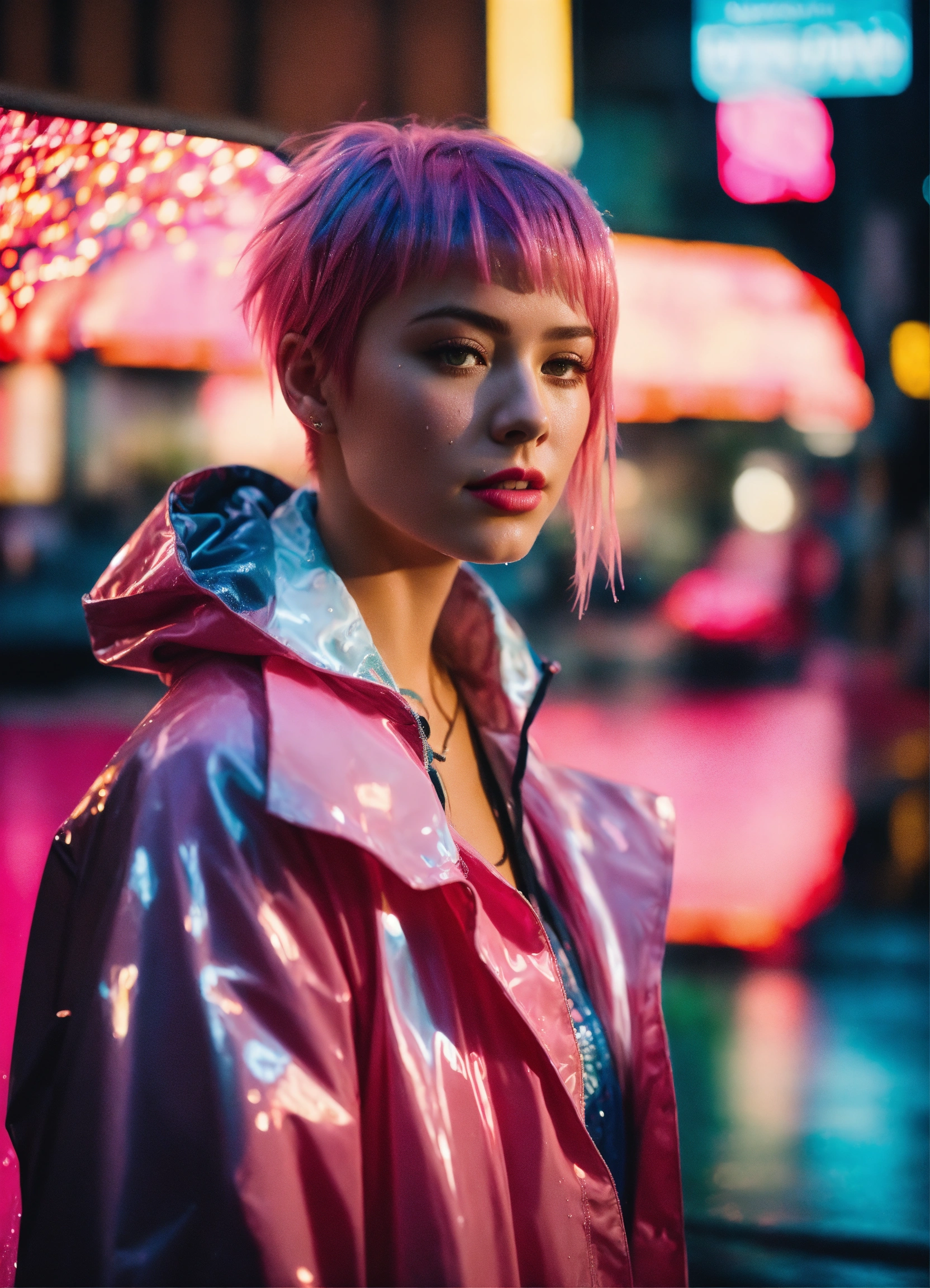 Lexica - 8k photo portrait of a stunning woman with pink hair in a ...
