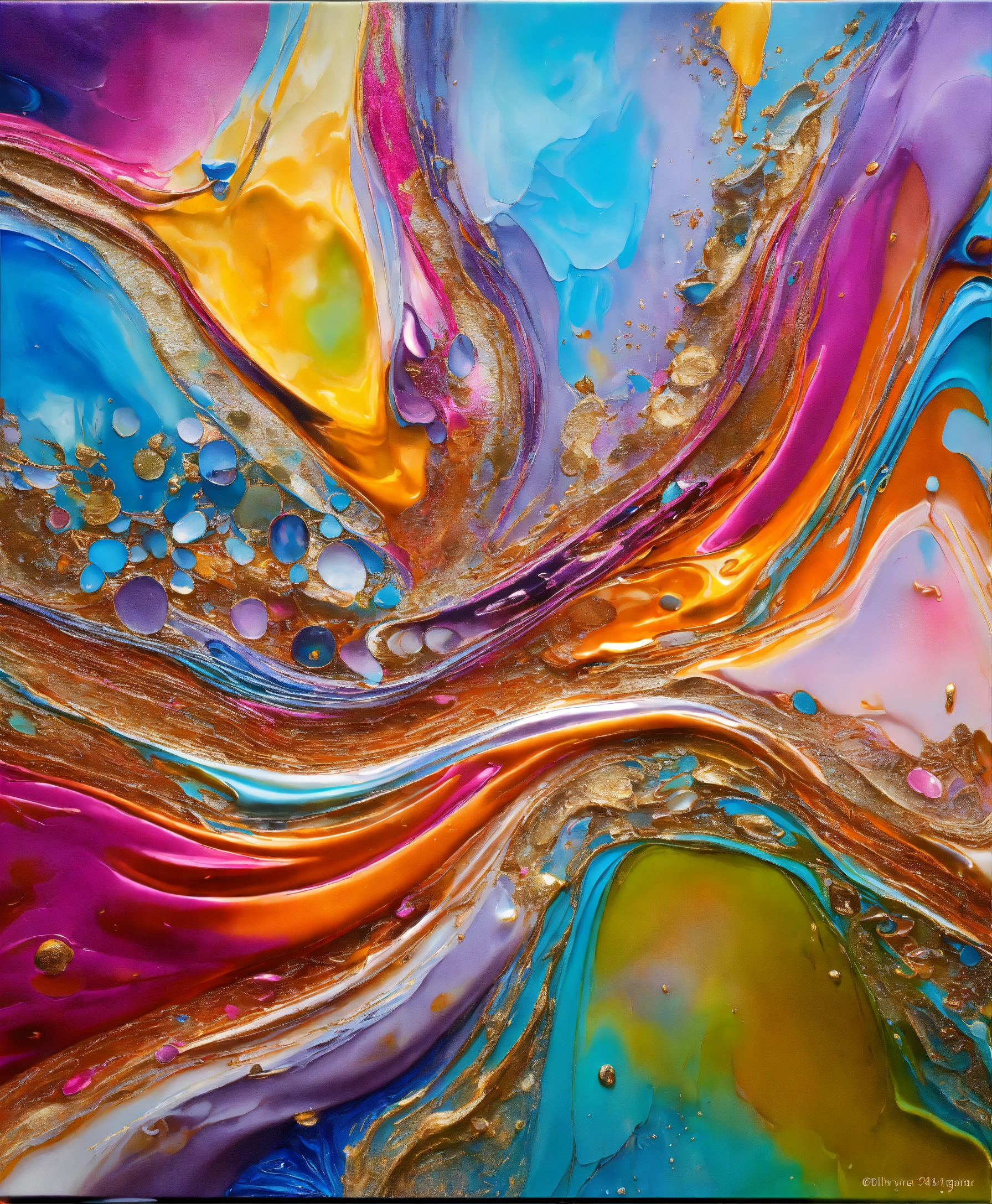 Lexica - Colorful abstract painting oil and water complex complicated ...