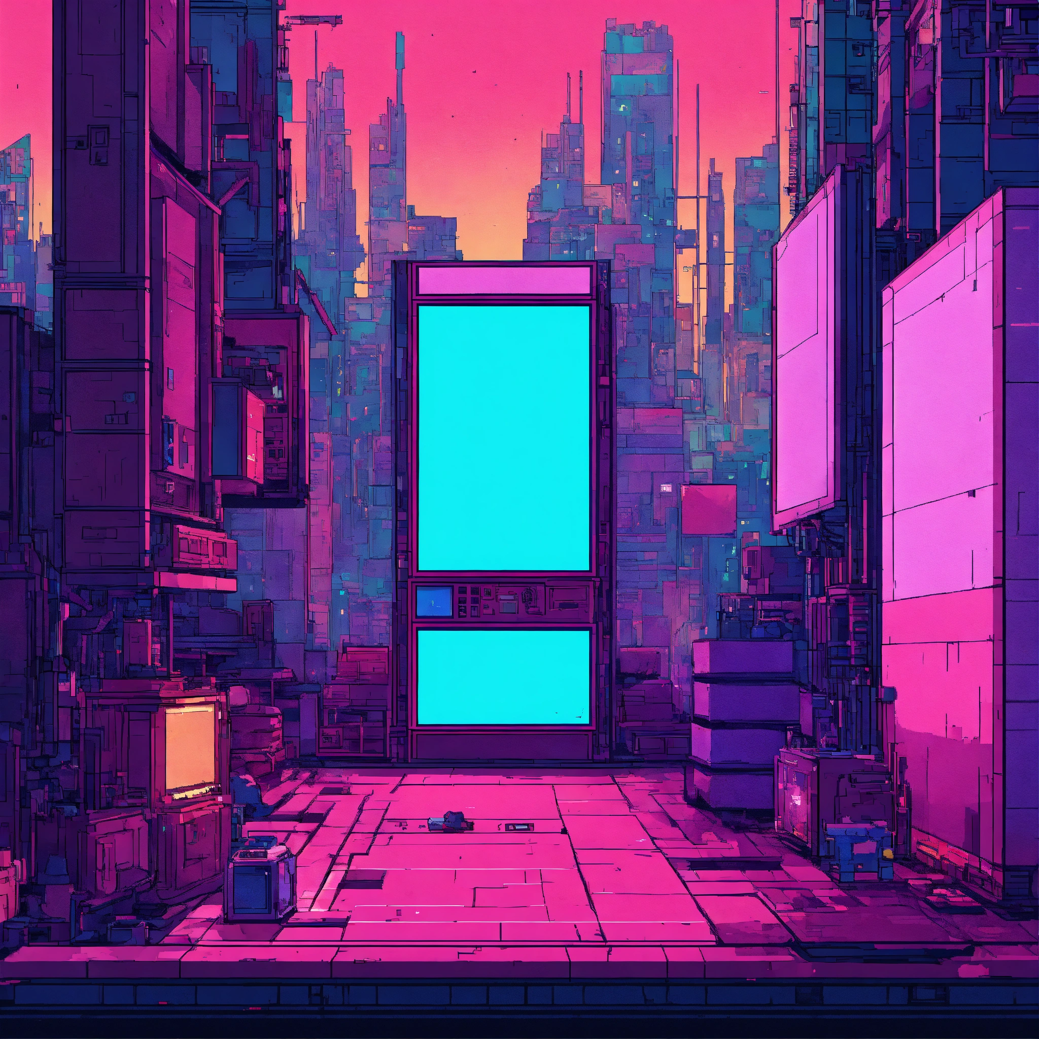 Lexica - Tetris stage cyberpunk pixeled background