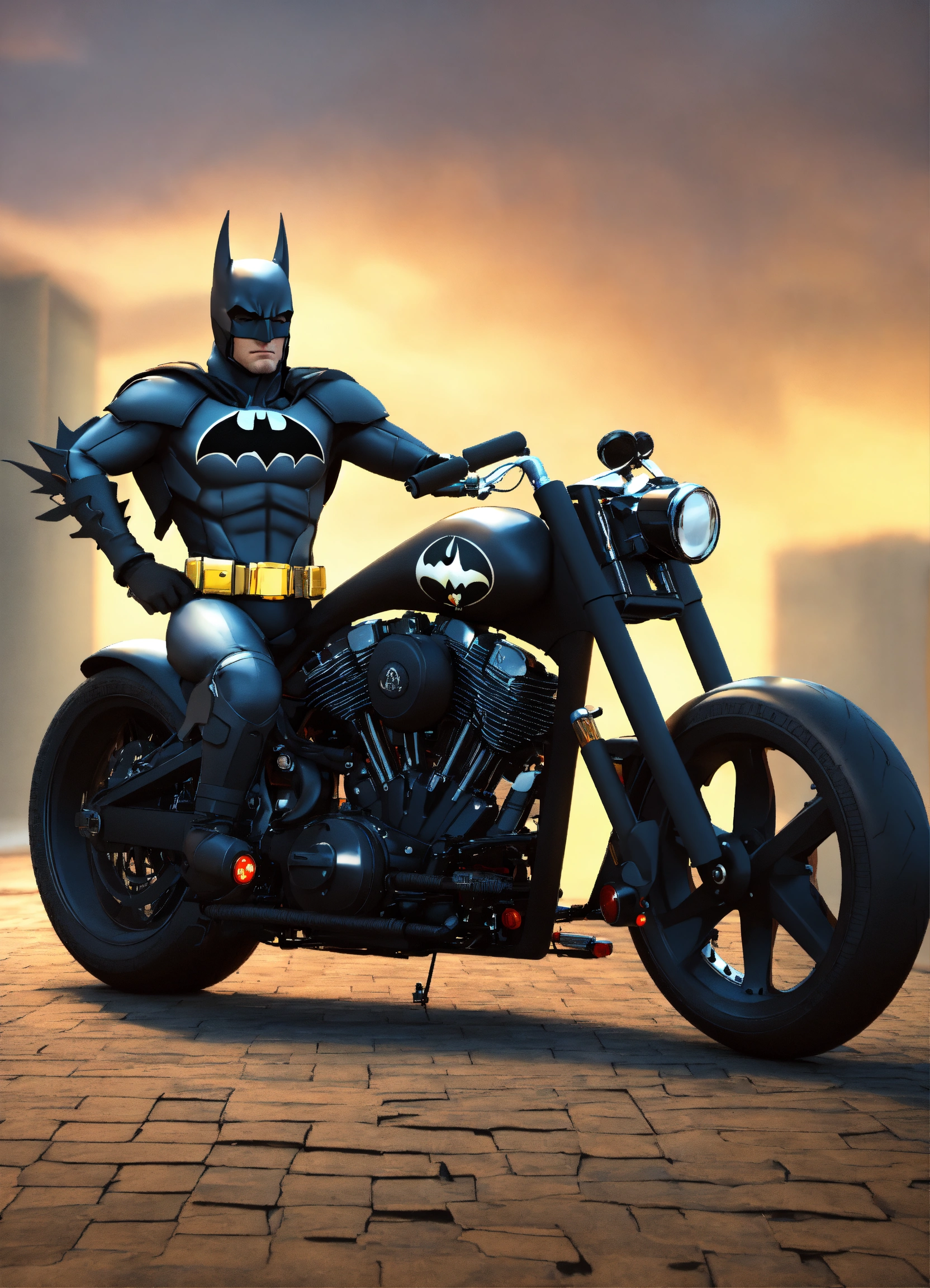 Lexica - Batman design Harley motorbike, render oktan,3D,caricature