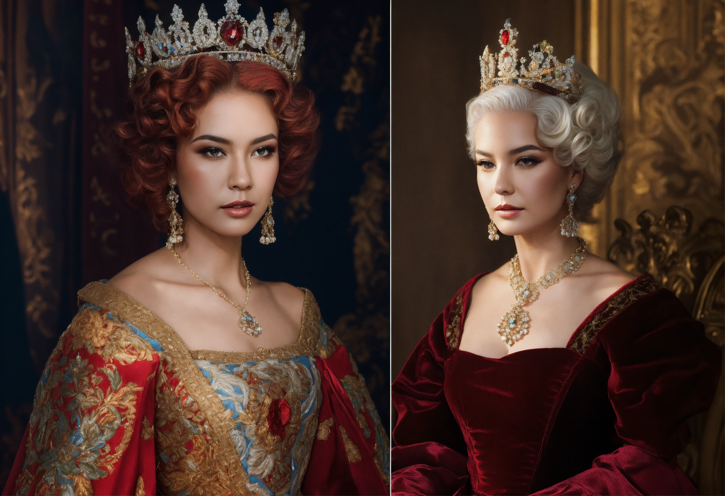 Lexica - Take photos of different queens in reference style,White skin