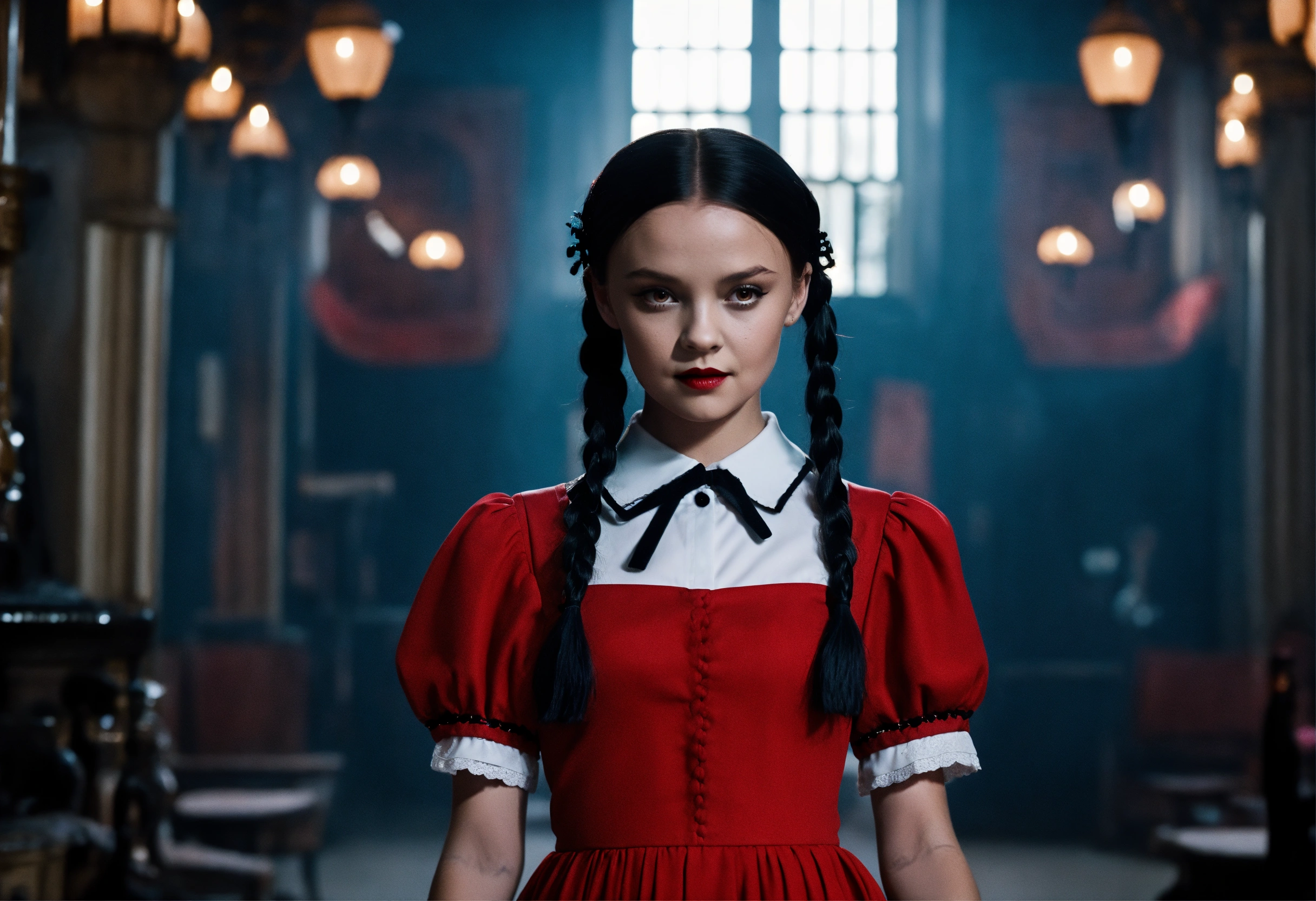 Lexica - Wednesday Addams from the series, black hair braided in two ...