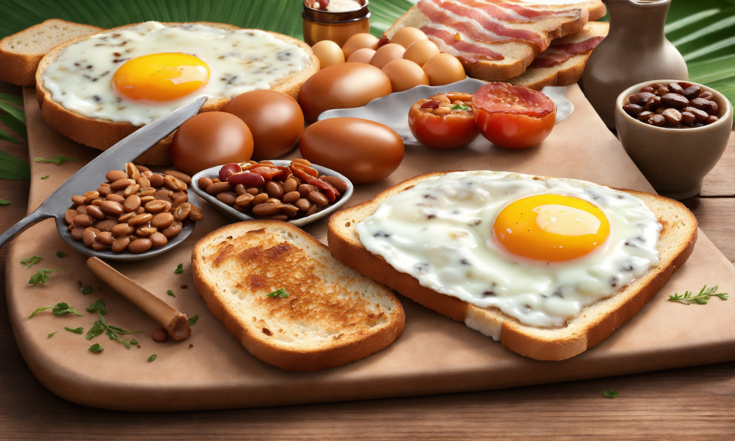 Lexica - Tropical background, hyper realistic, full english breakfast ...