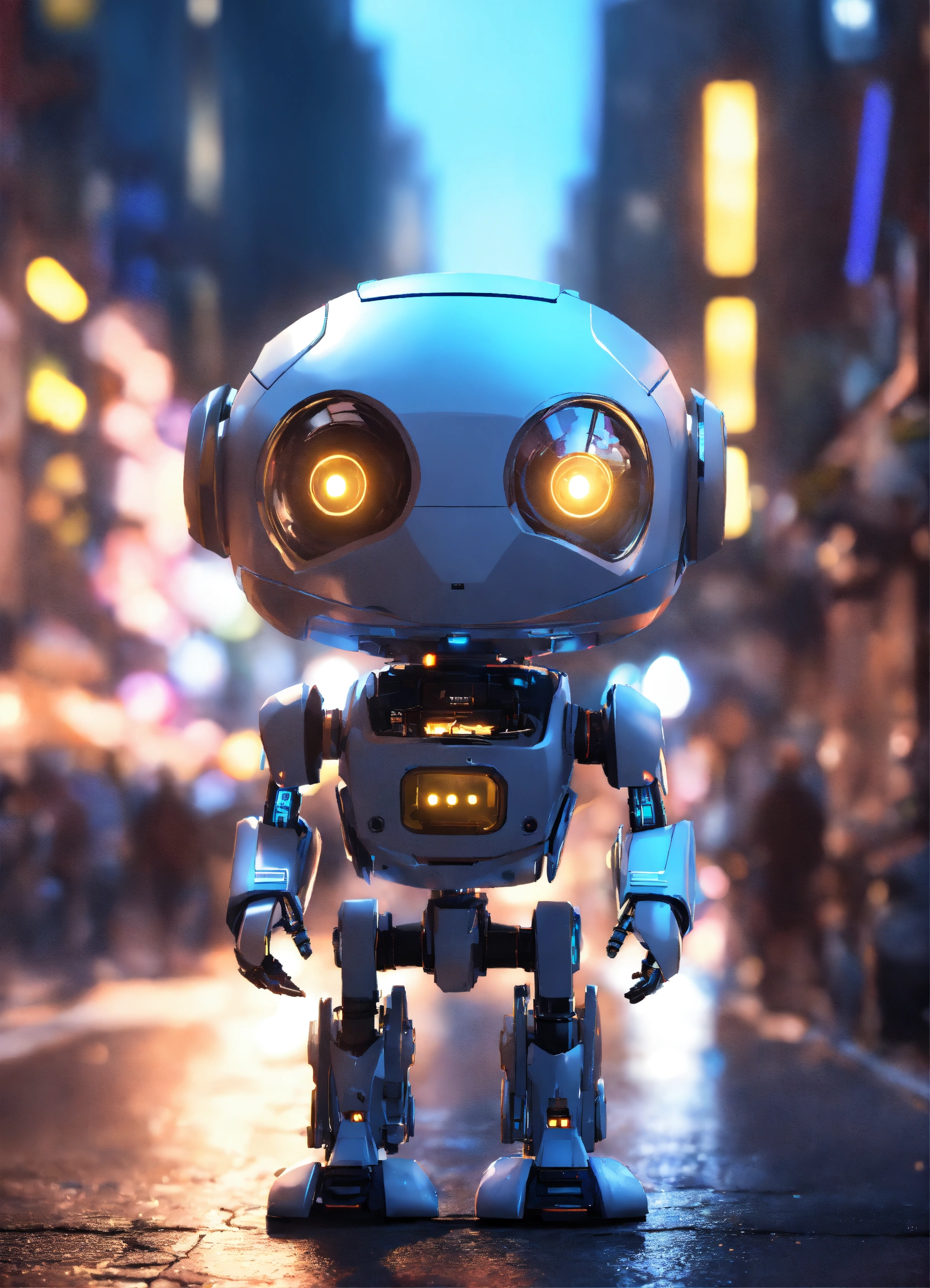 Lexica - Unreal engine render of a cute tiny robo in a busy, crowded ...