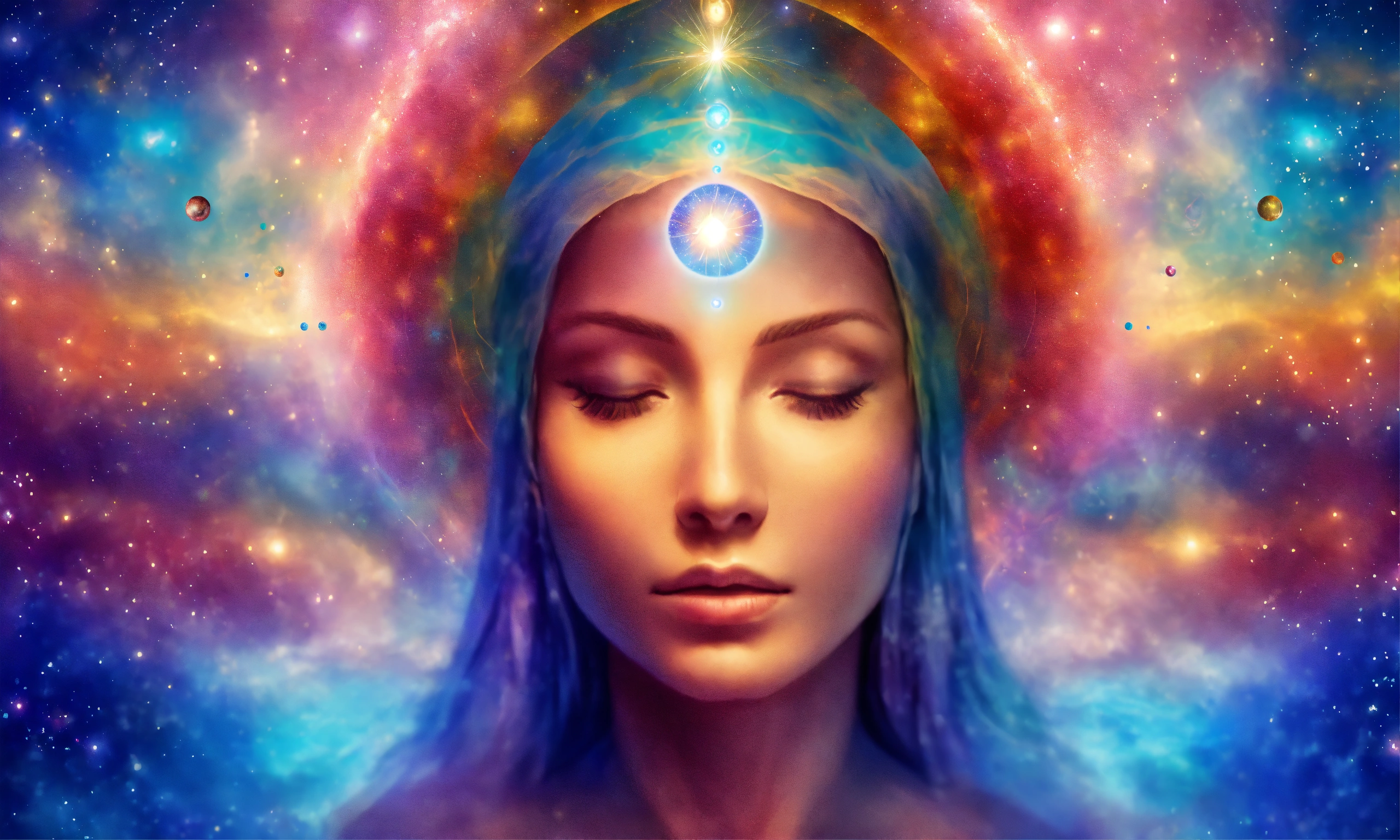 Lexica - A spiritual face receiving information from the center of the ...