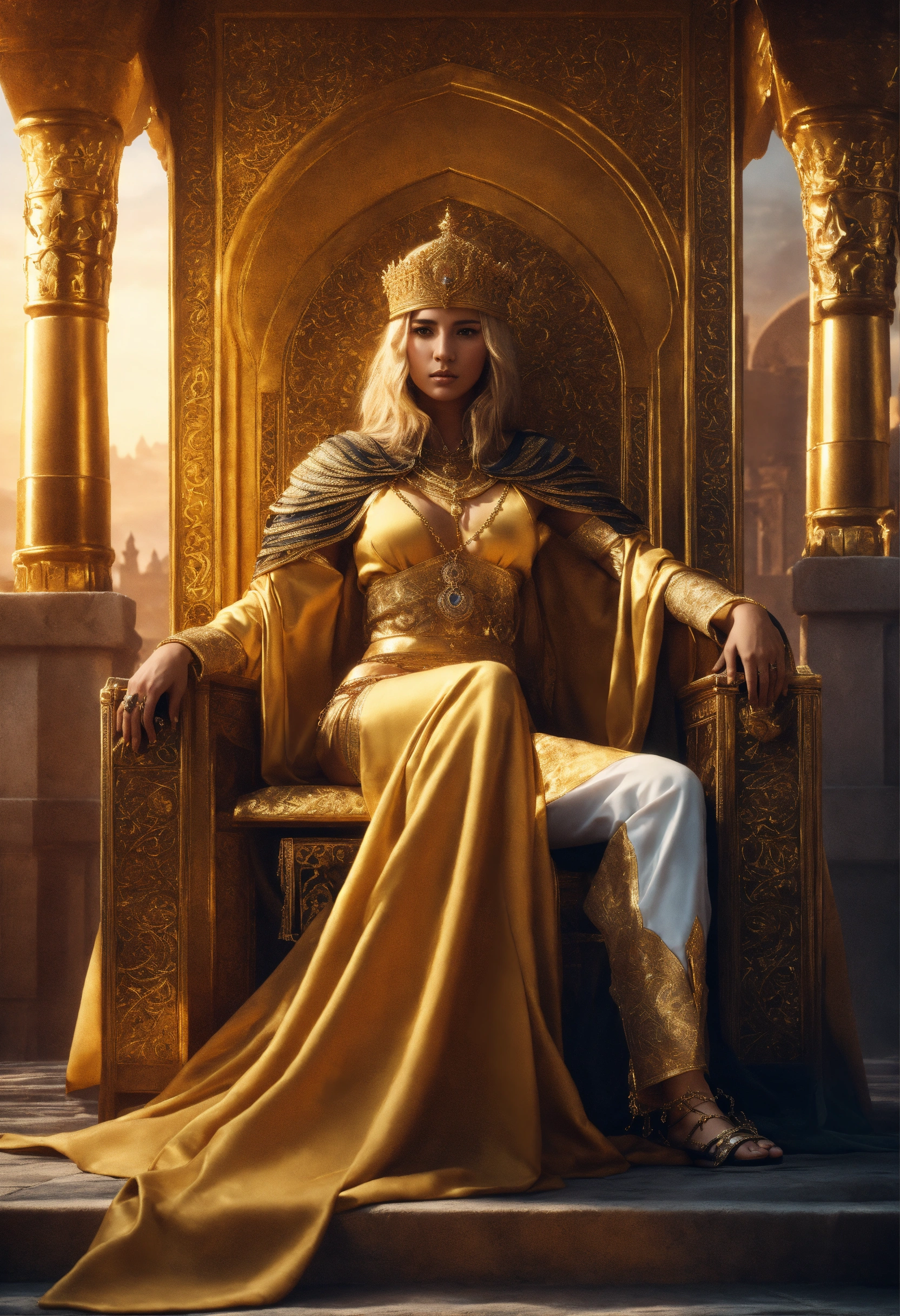Lexica - An epic fantasy scene featuring the sultan Saladin sitting on ...