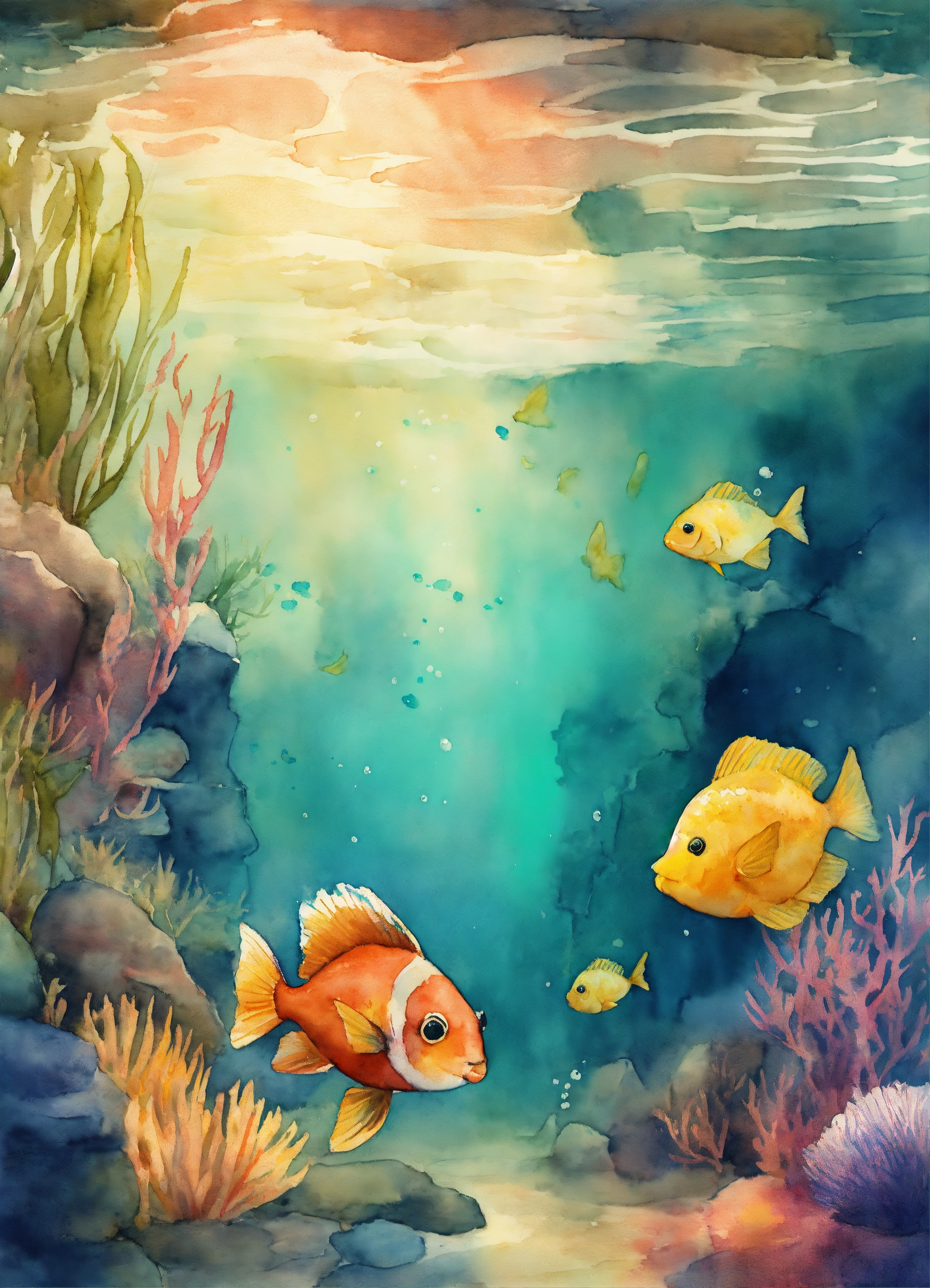 Lexica - A cute underwater life watercolor style
