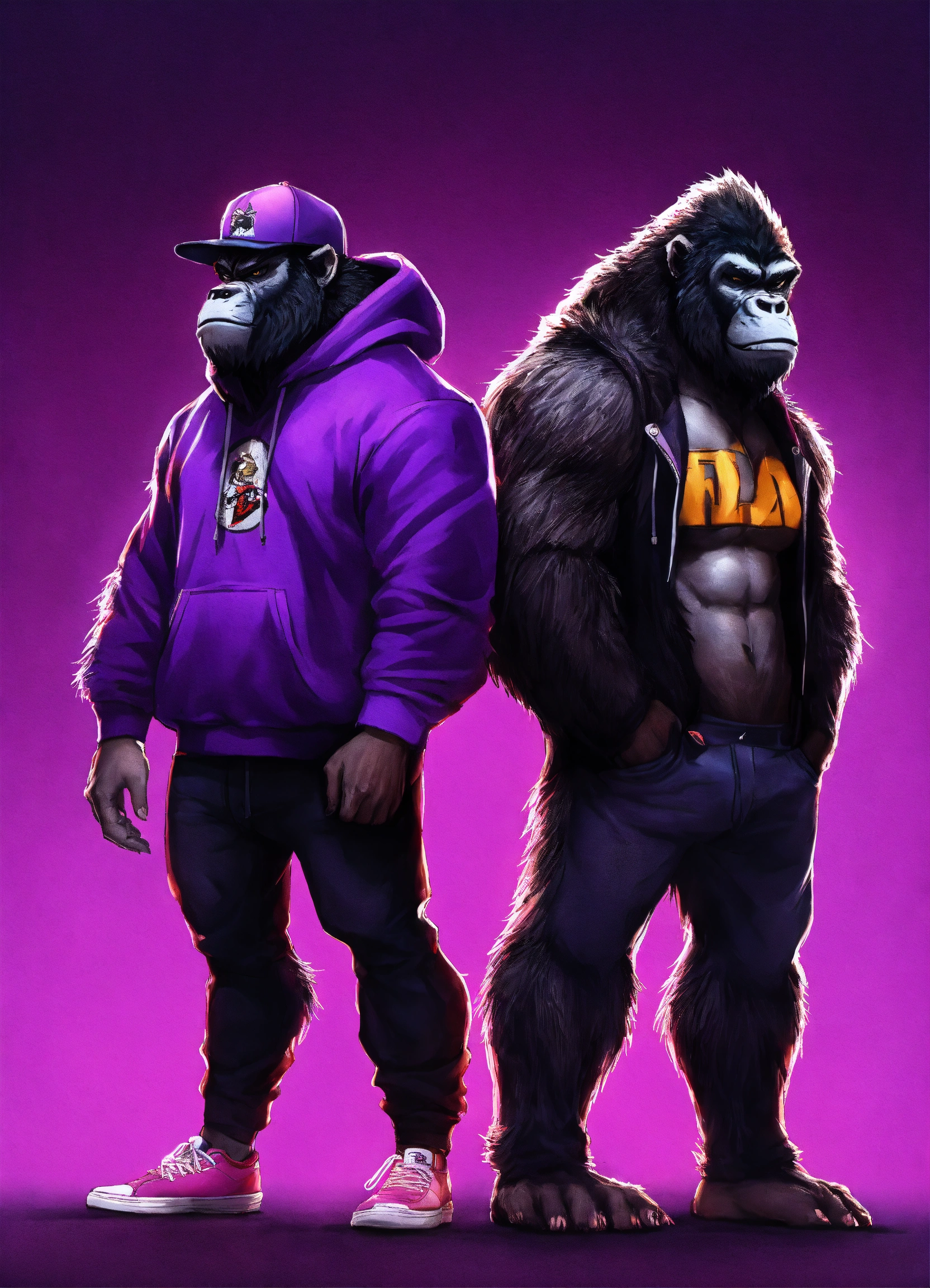 Lexica - Gangster Werewolf and gorilla wearing hoodies and baseball cap ...