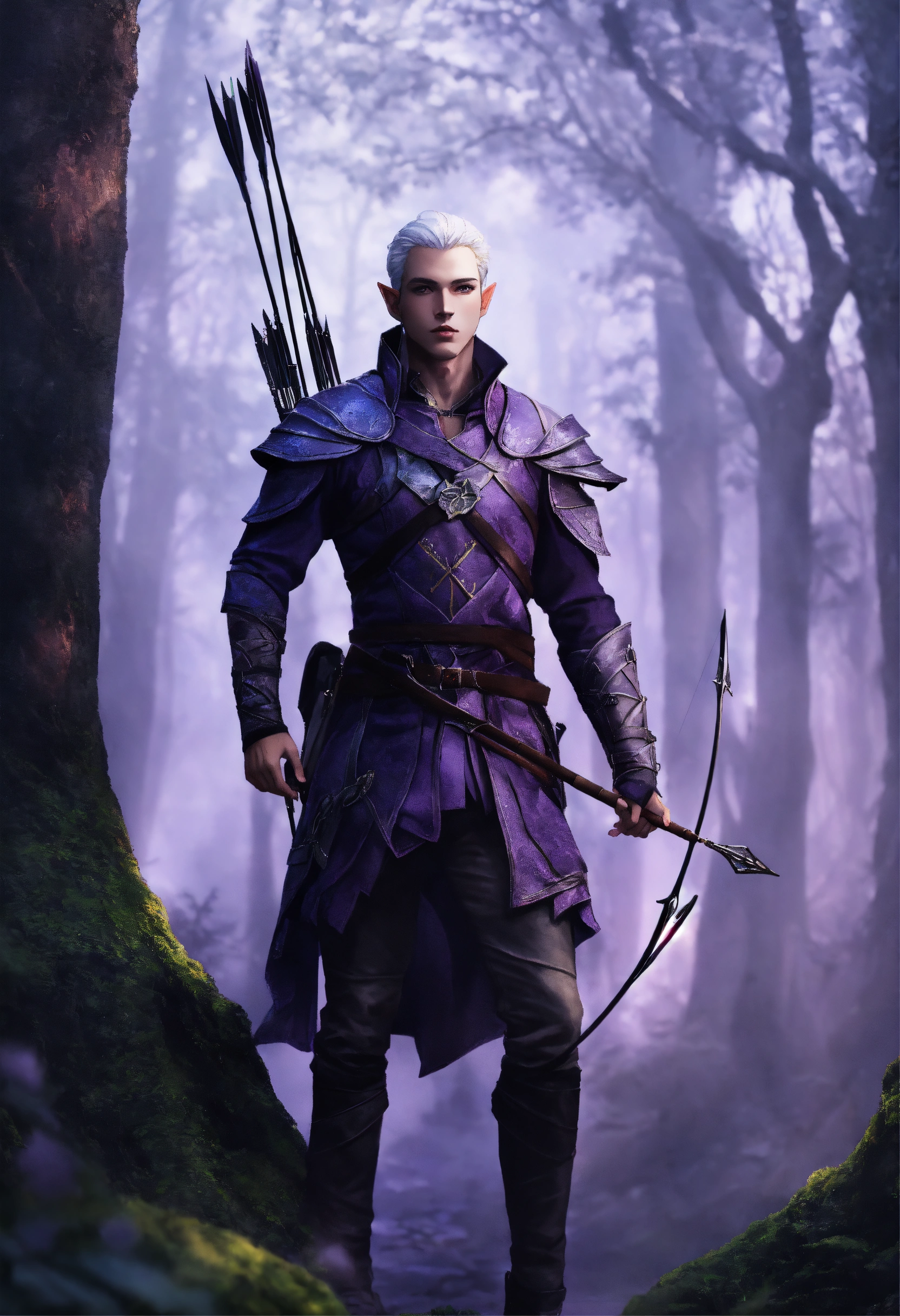 Lexica - Full length body portrait of elven male ranger in middle 30s ...
