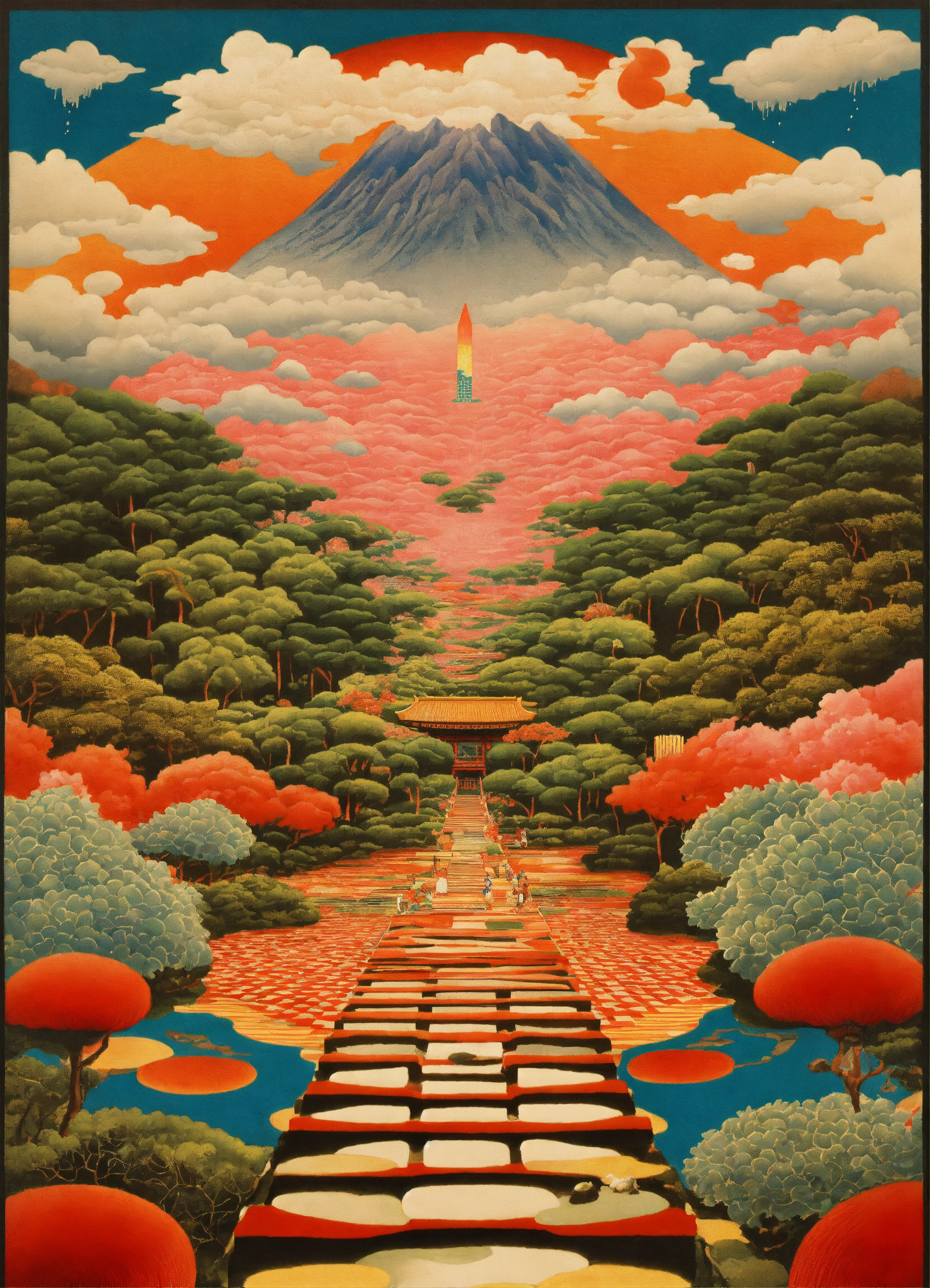 Lexica - Japanese vintage poster, psychedelic aborigine, geometrical ...