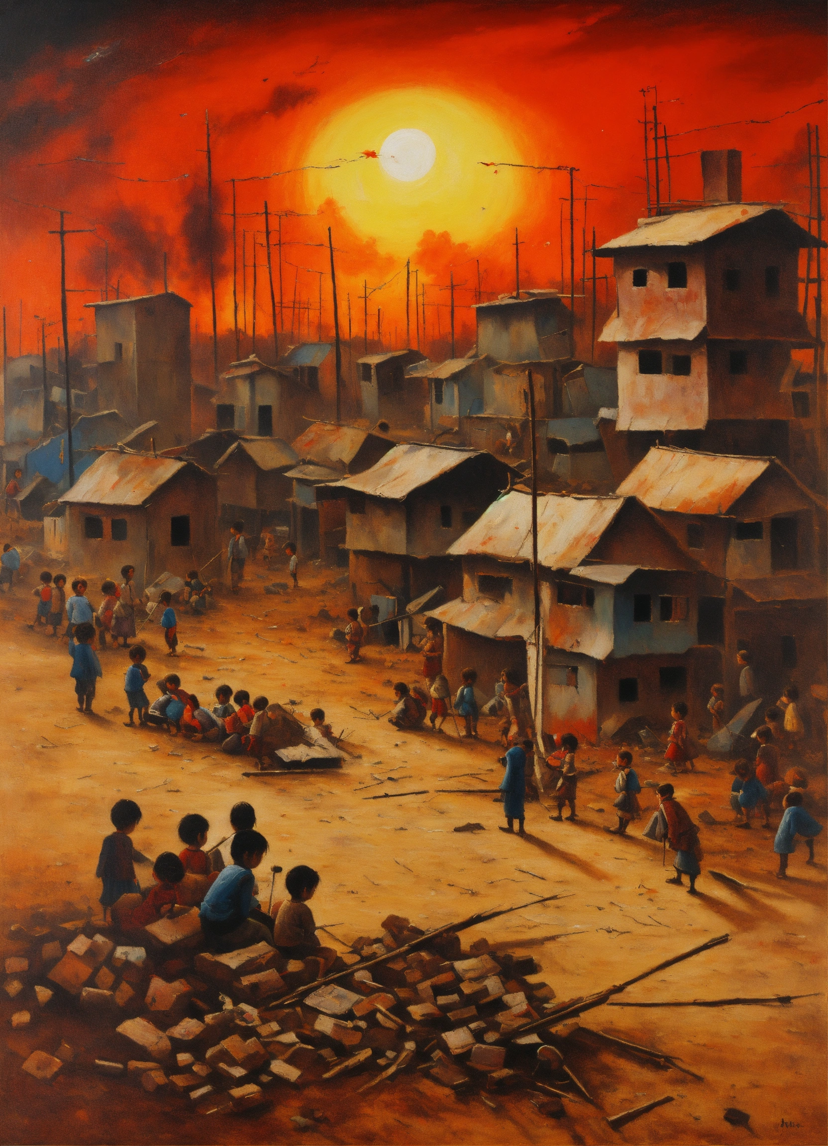 Lexica - Masterpiece fine naive art painting many children hurt ...