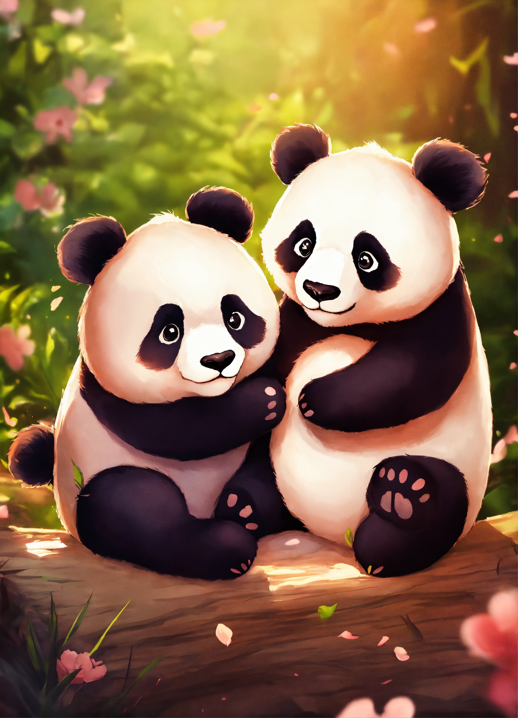 Lexica - Celebrate love with cute panda pairs cuddling, a reminder that ...