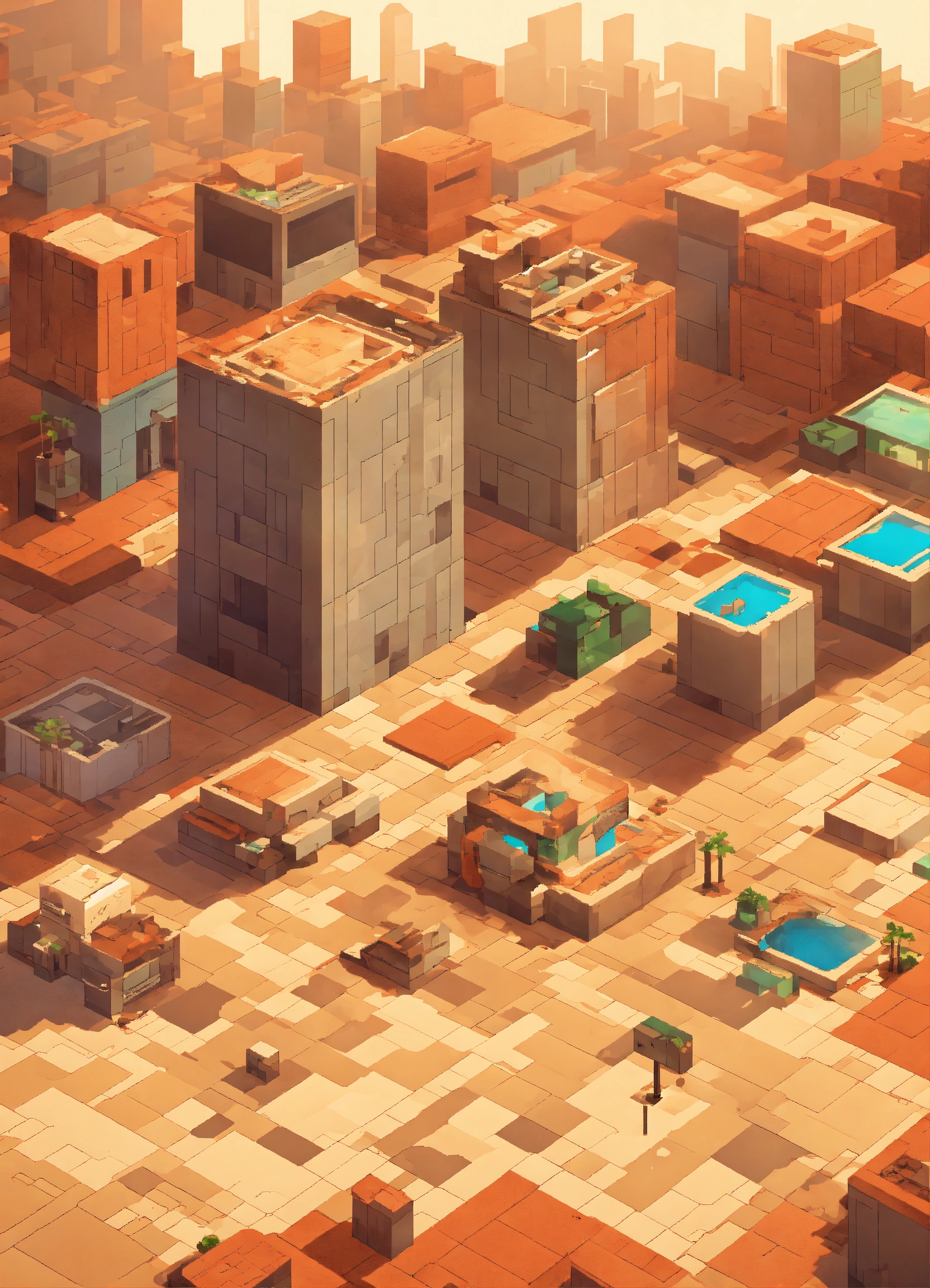 Lexica - Simple blocky pixel image in a 3/4 top-down perspective with ...