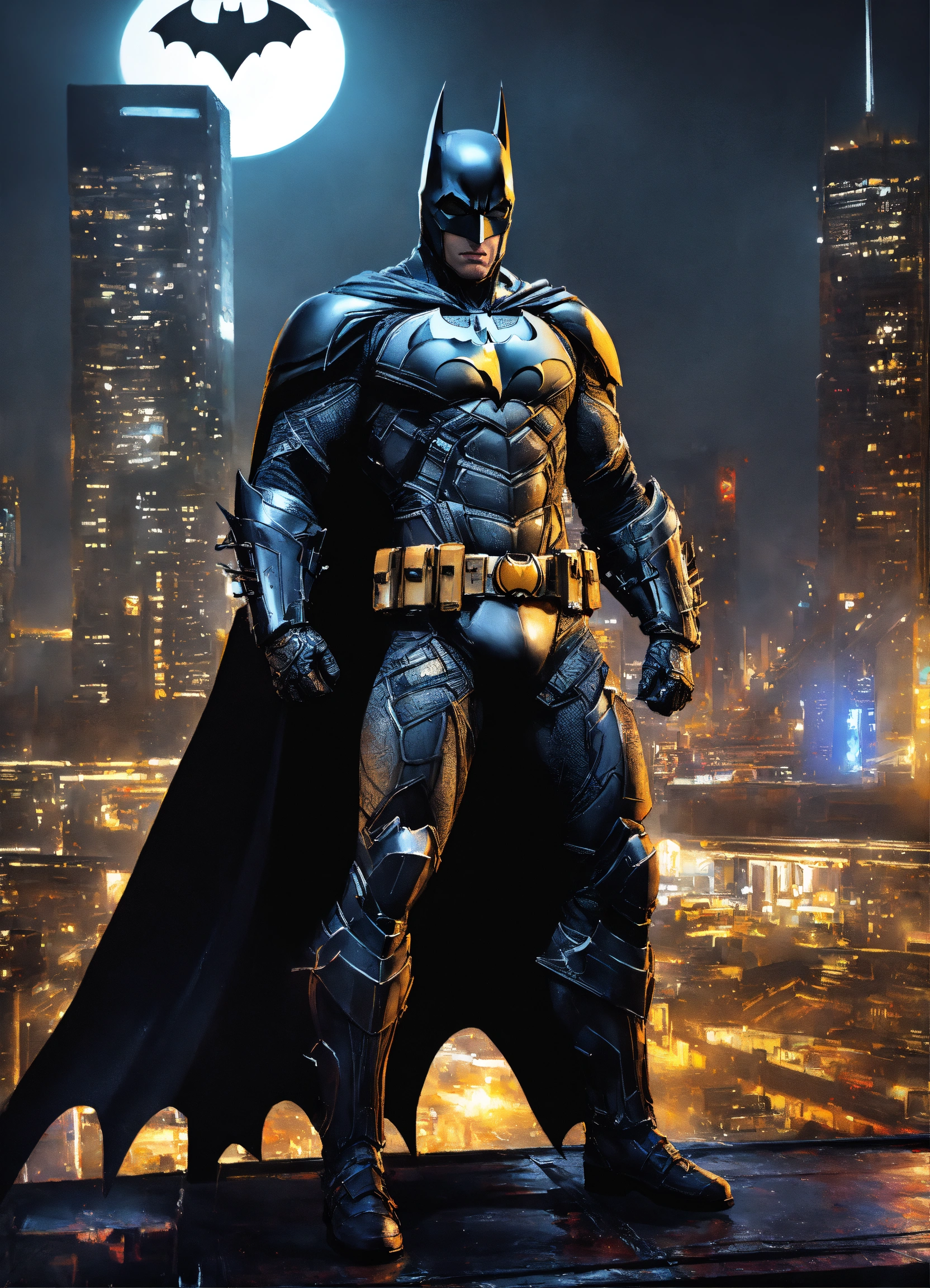 Lexica - Portrait painting of batman with black leather armor, ultra ...