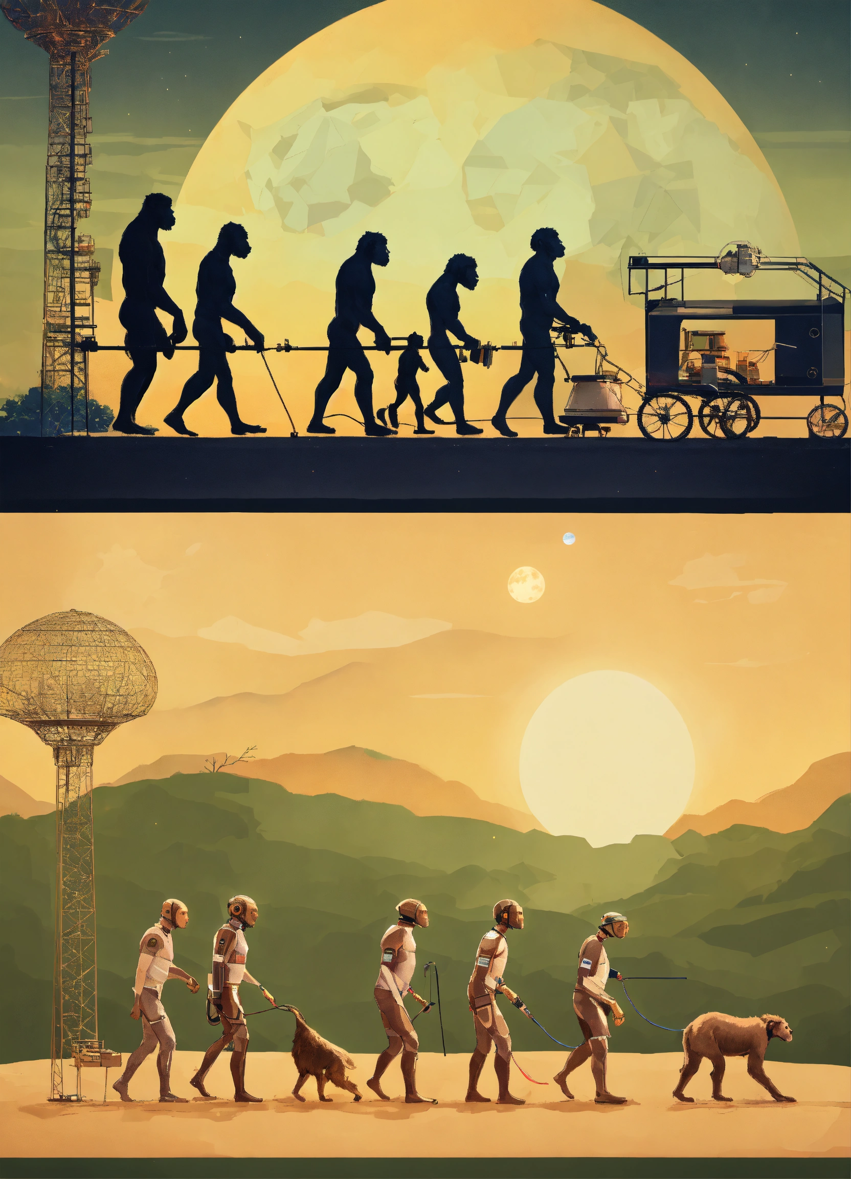 Lexica - Evolution from ape man to stone age to industrial age to space ...