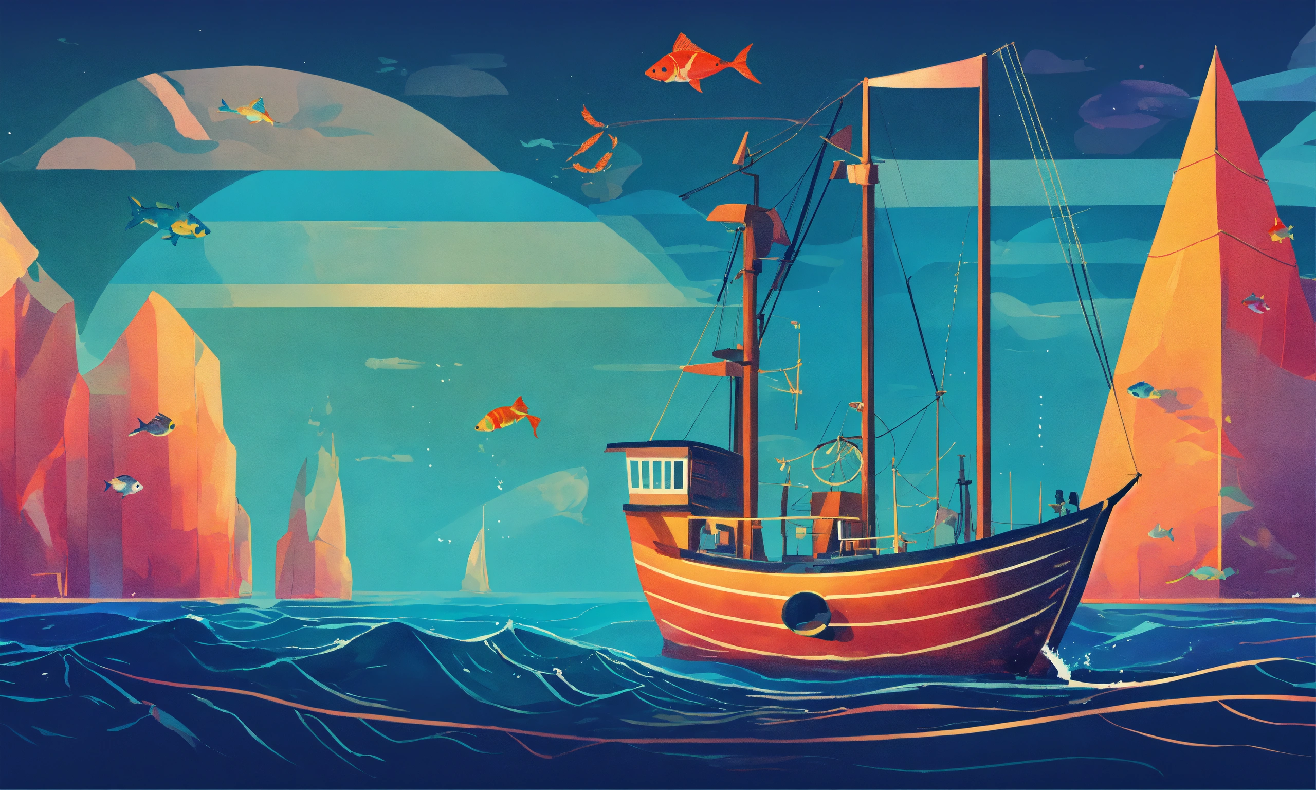 Lexica - A vivid illustration featuring two ships in the ocean to ...