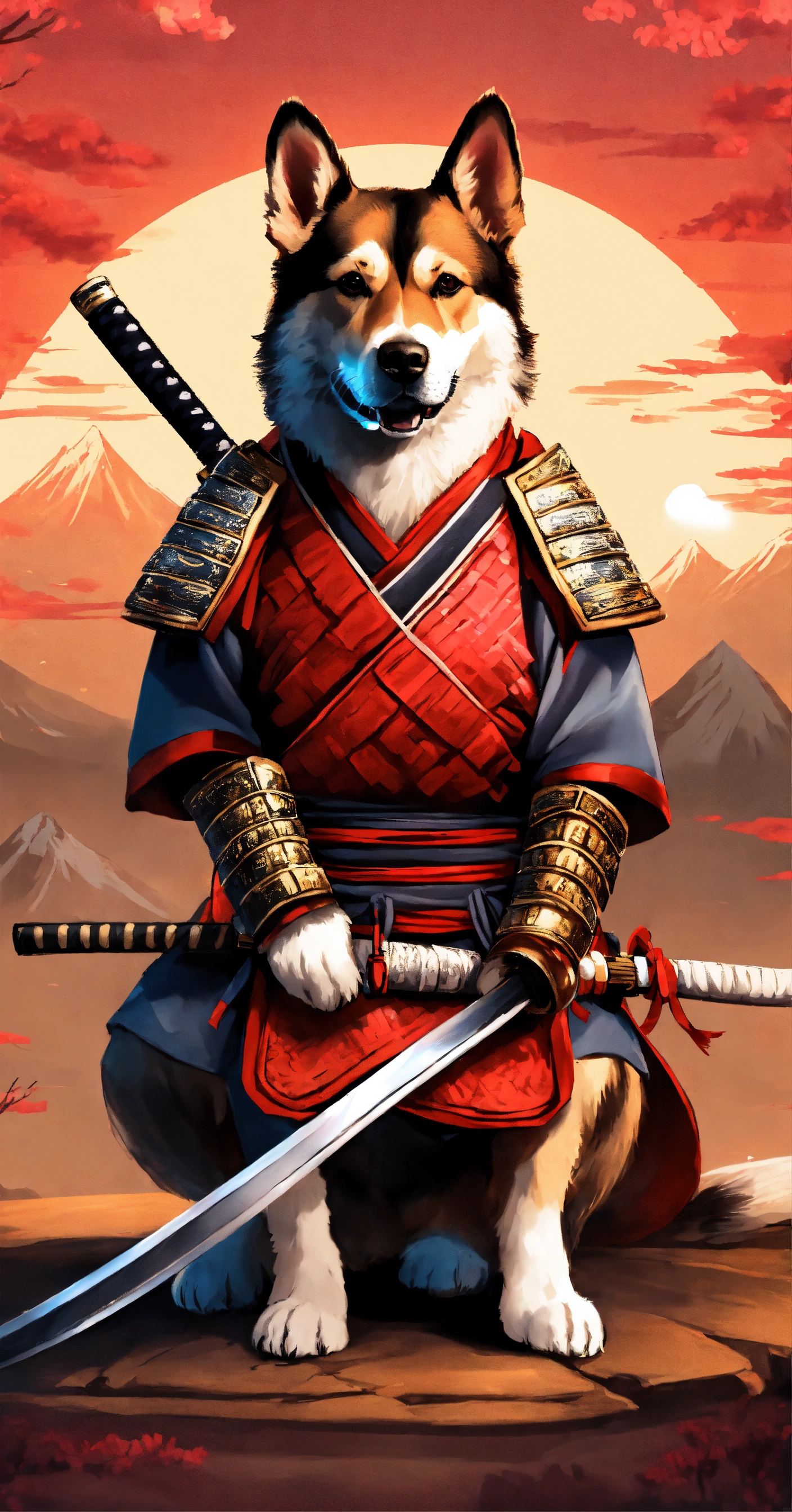 Lexica - Design a picture of a dog dressed as a samurai warrior ...