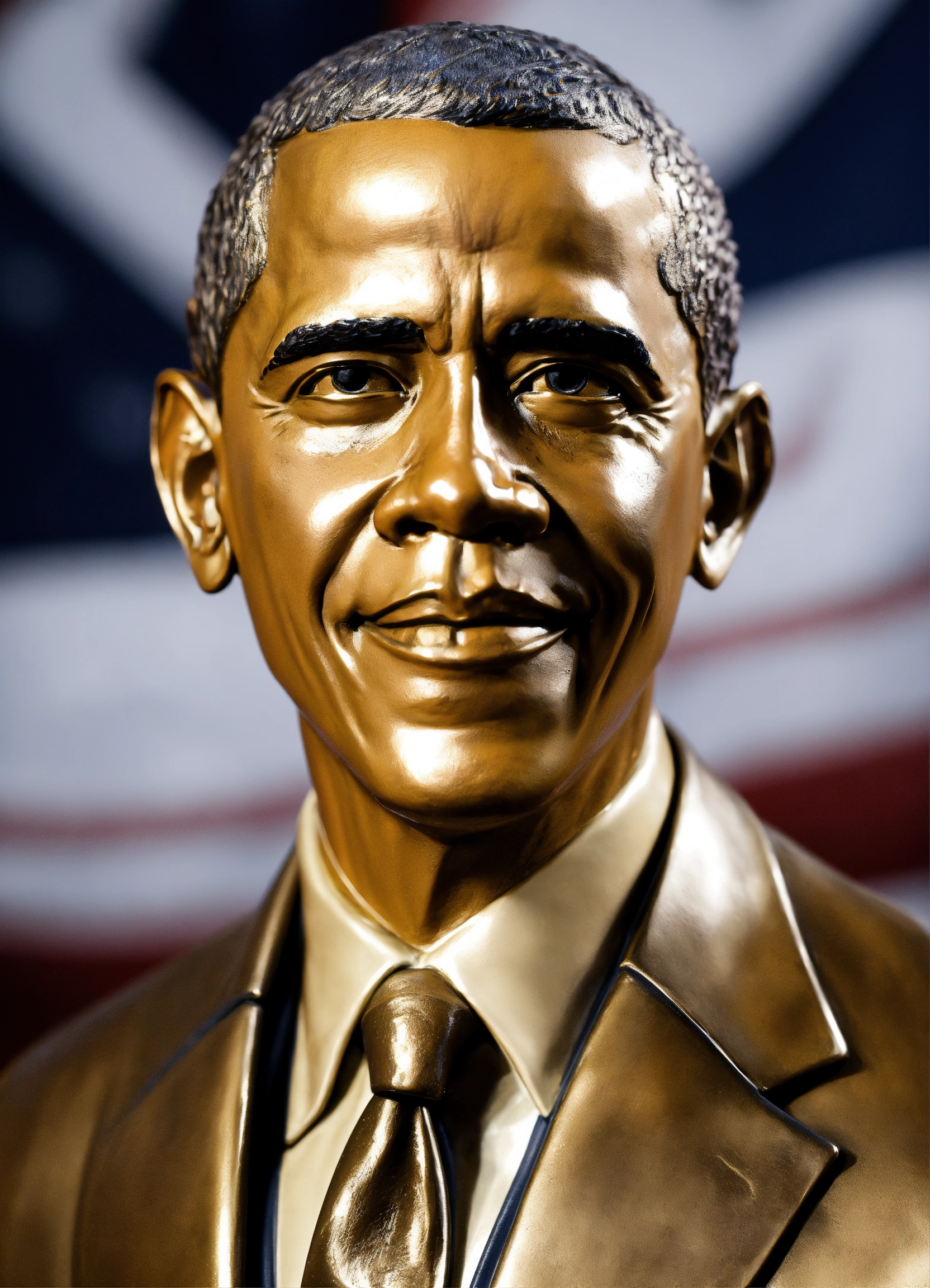 Lexica - Barack Obama bronze statue, hyper realistic 8k, white face