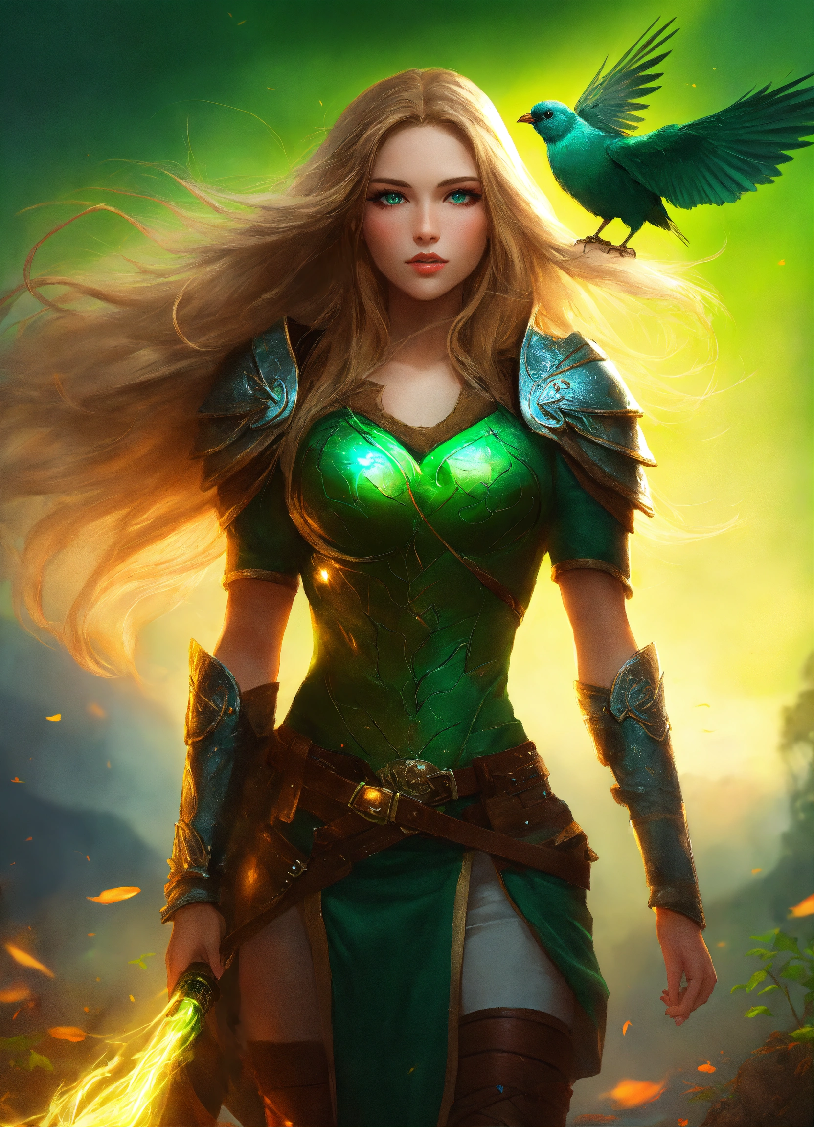 Lexica - Beautiful female warrior with magic powers, long dark blonde ...