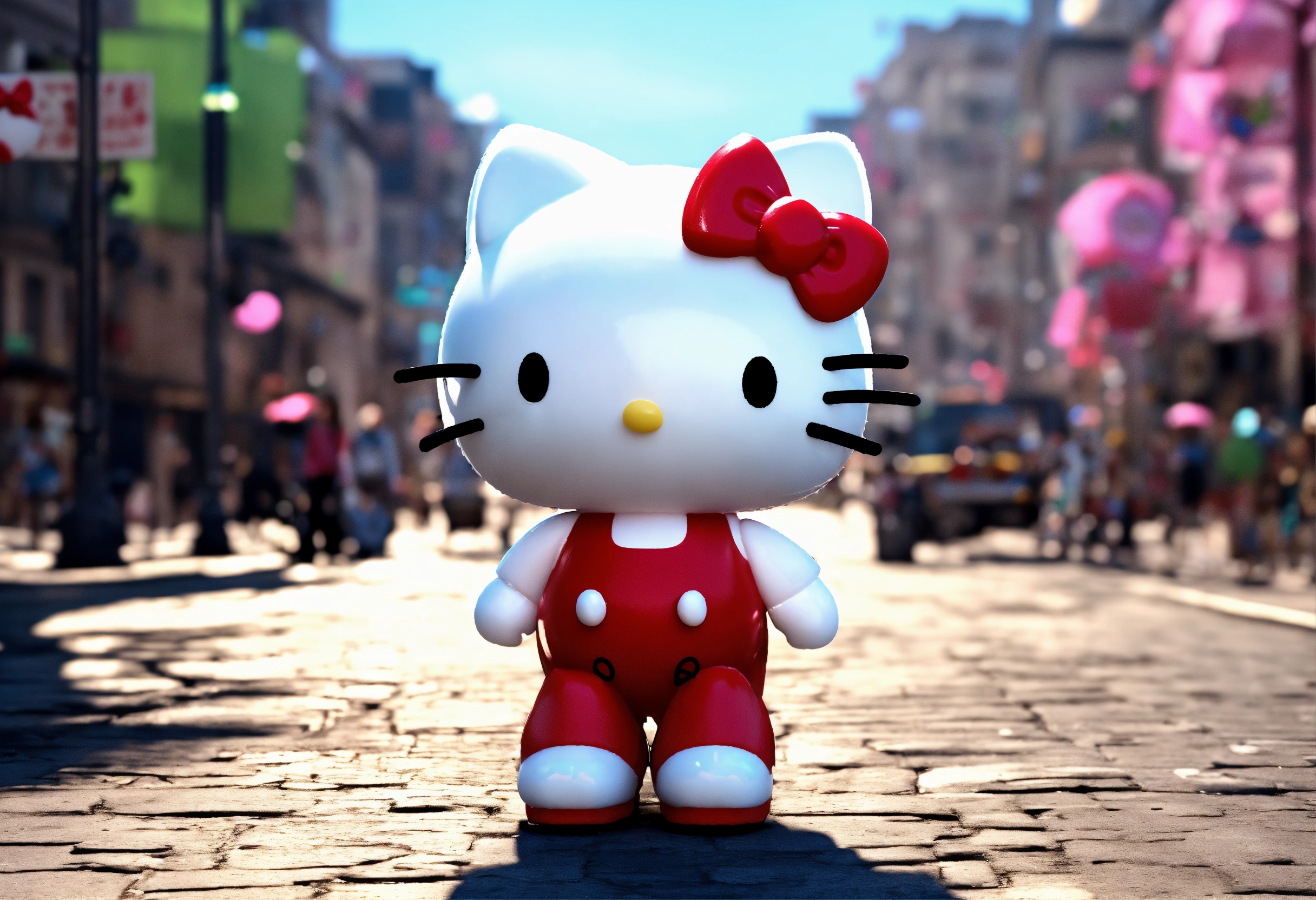 Lexica - 3d animation of hello kitty as a street walker