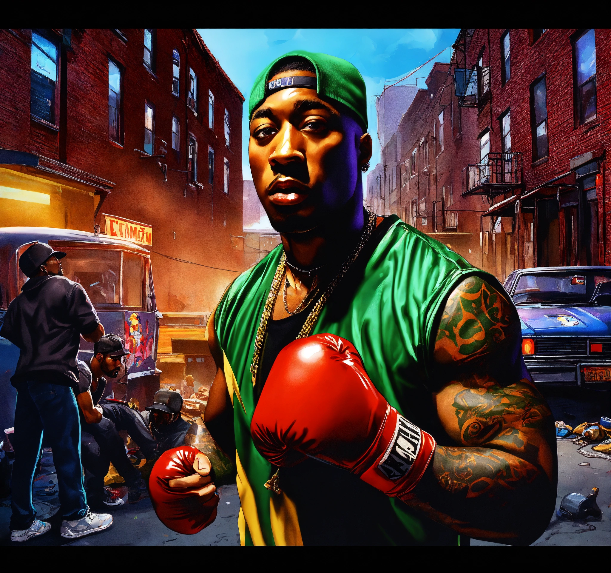 Lexica - Interior view Pop art, hyperrealist portrait of rapper 