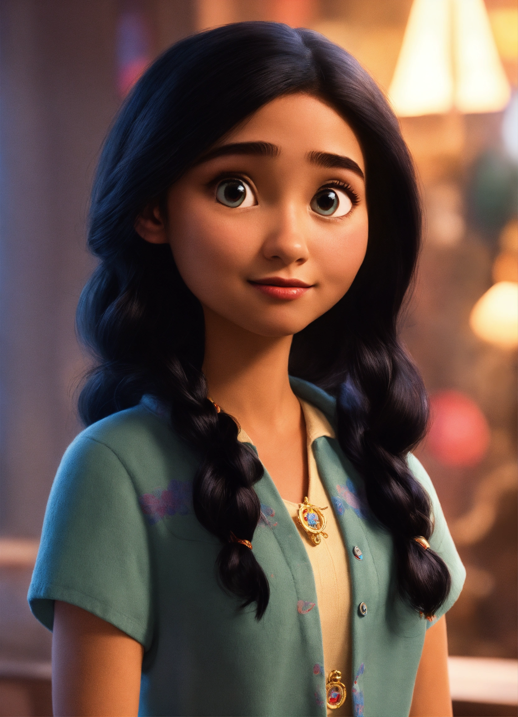 Lexica - Pixar character, young lady with middle long black hair ...