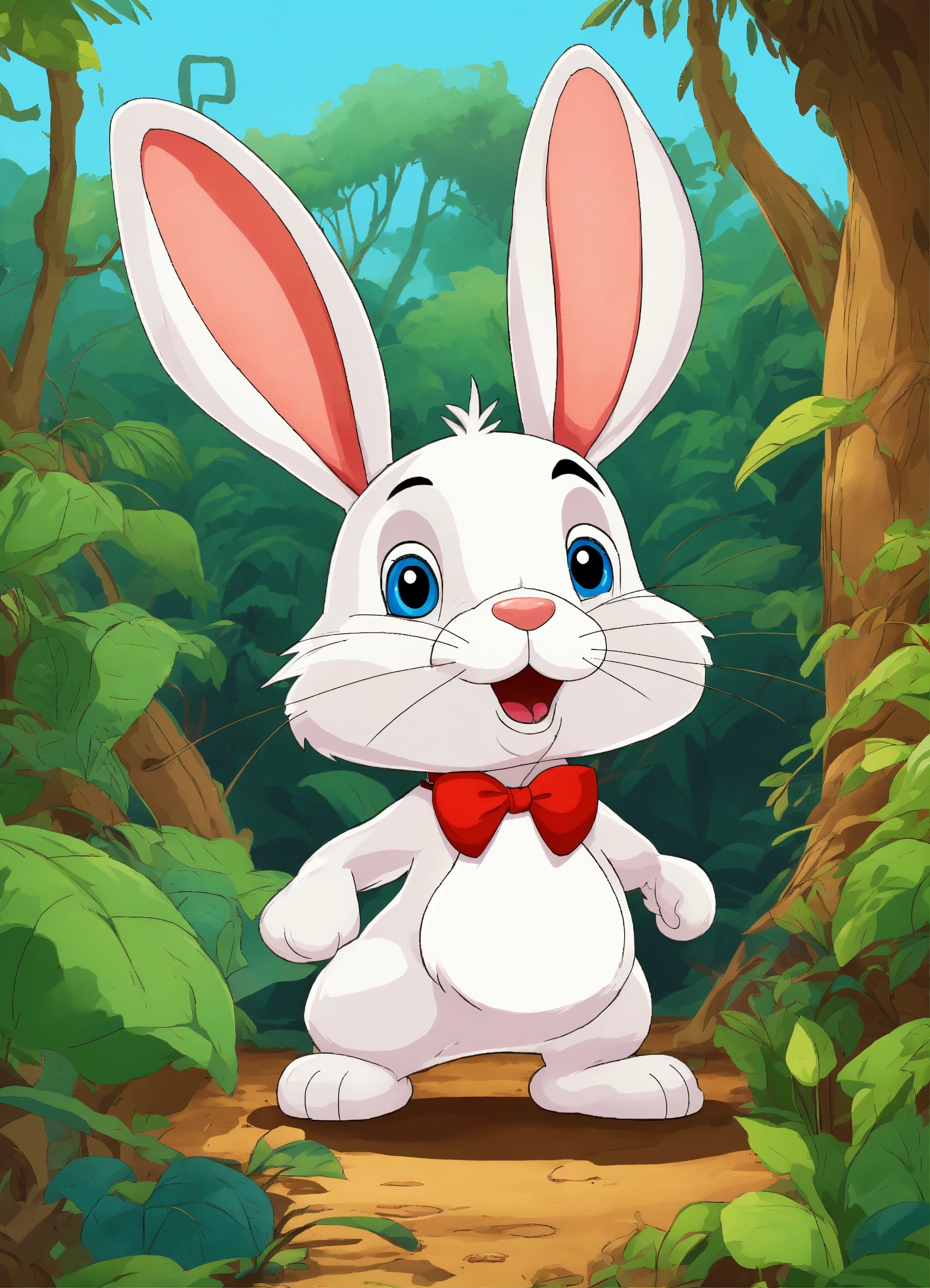 Lexica - Let cartoon big rabbit walk in jungle