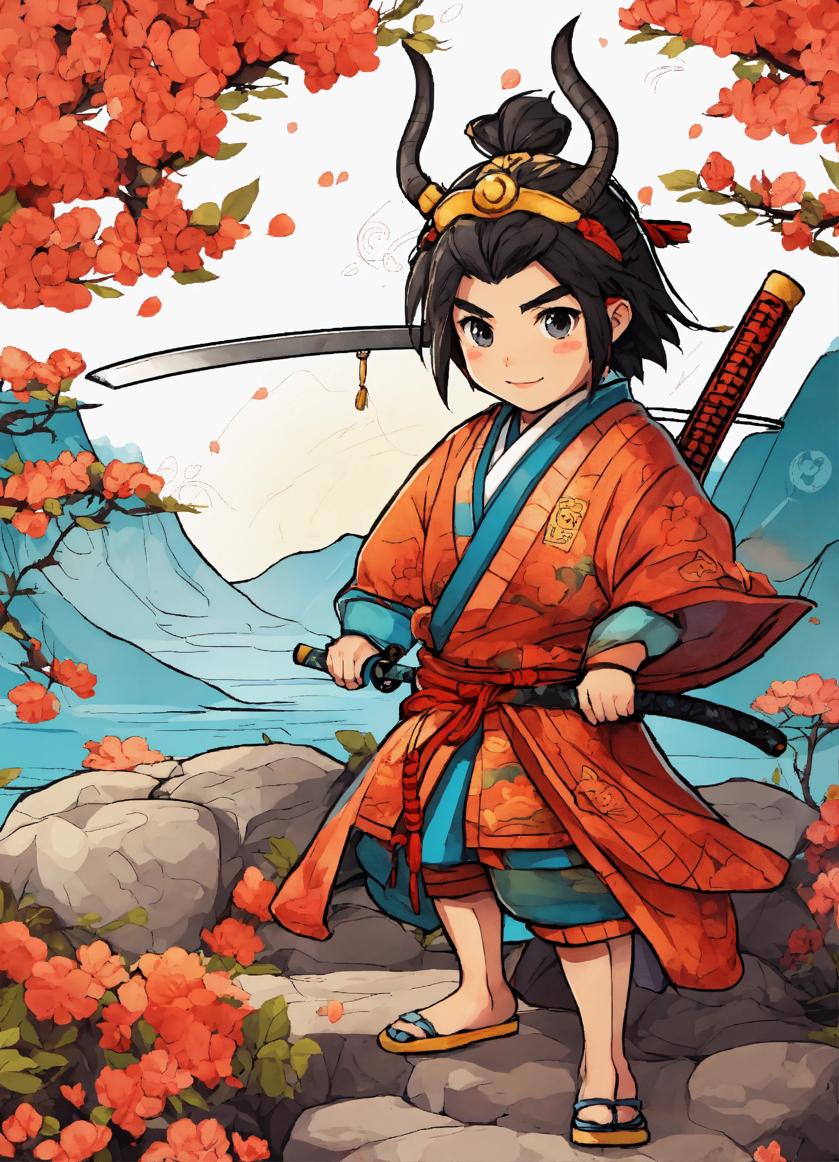 Lexica - Generate a cute SAMURAI illustration, resolution, cartoon ...