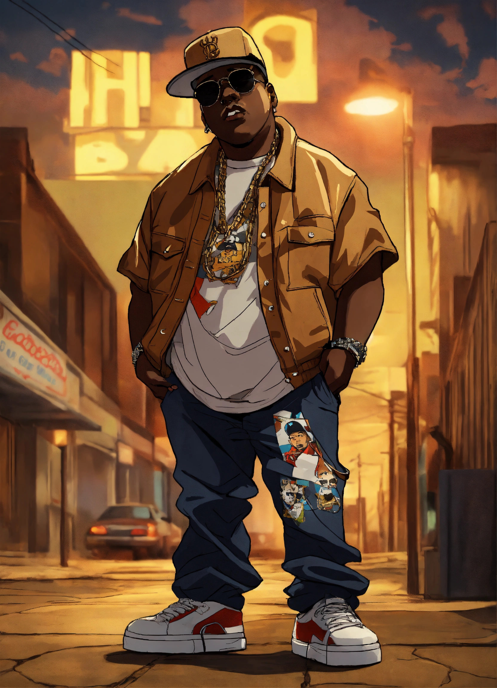Lexica - Hip hop art style Notorious B.I.G boondocks full body