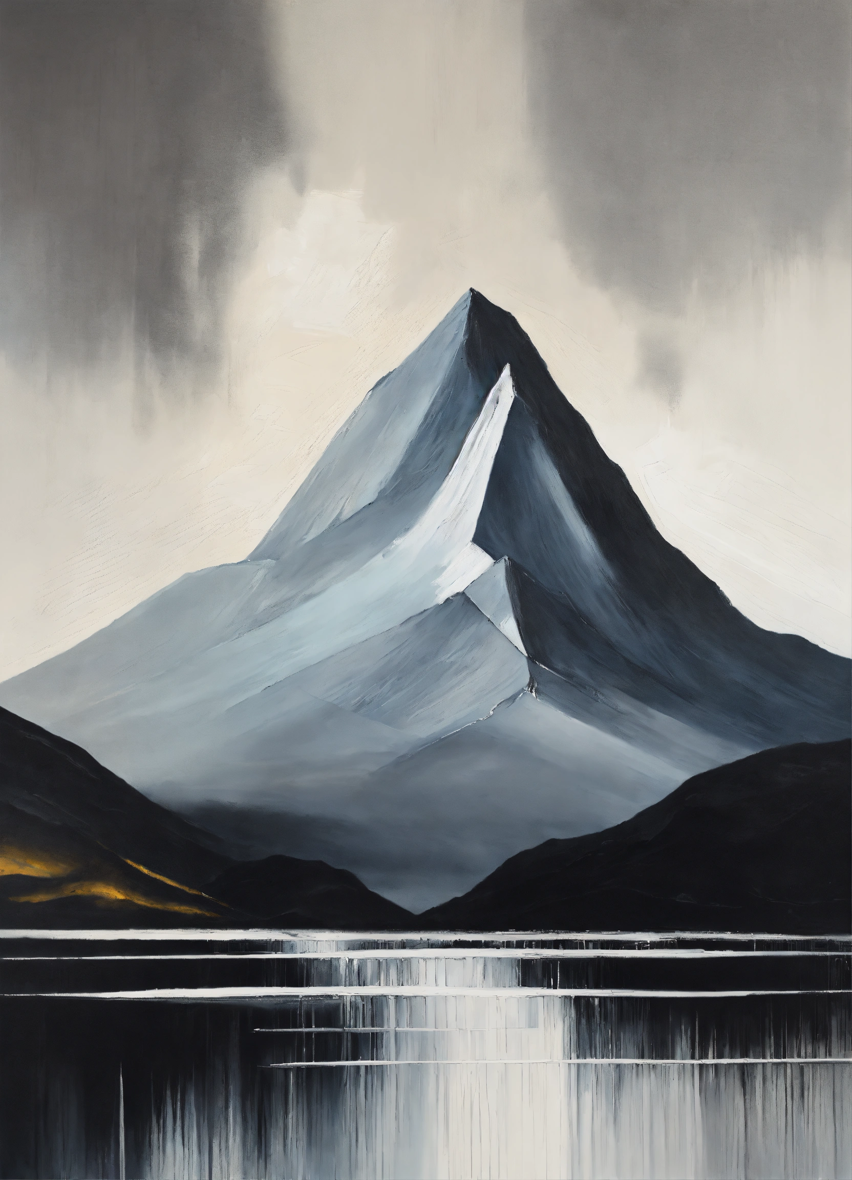 Lexica - Abstract and minimalist oil painting of a majestic mountain in ...